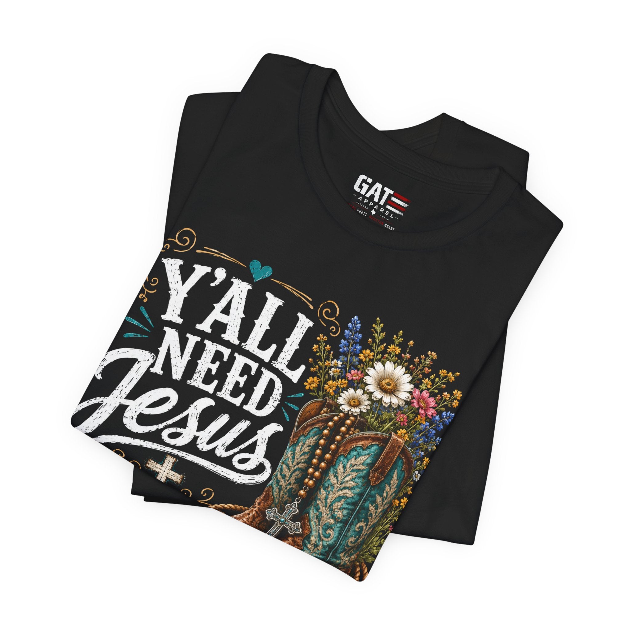Y'all Need Jesus Shirt, Christian Western Shirt, Cowgirl Faith Tee, Cowboy Boots Floral Shirt, Country Christian Gift for Women