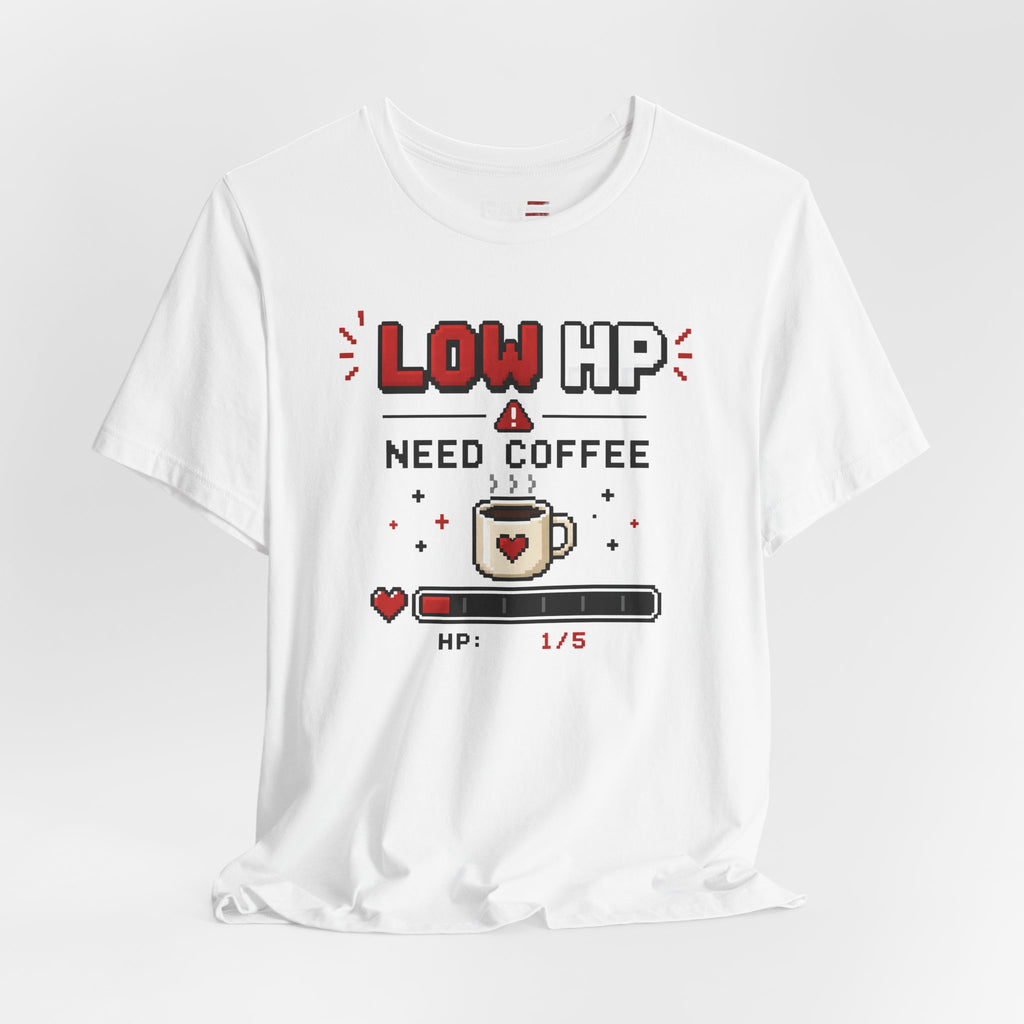 Funny Coffee Lover Shirt, Gamer Coffee Tee, Retro Pixel Art Shirt, Caffeine Addict Gift, Gaming T-Shirt