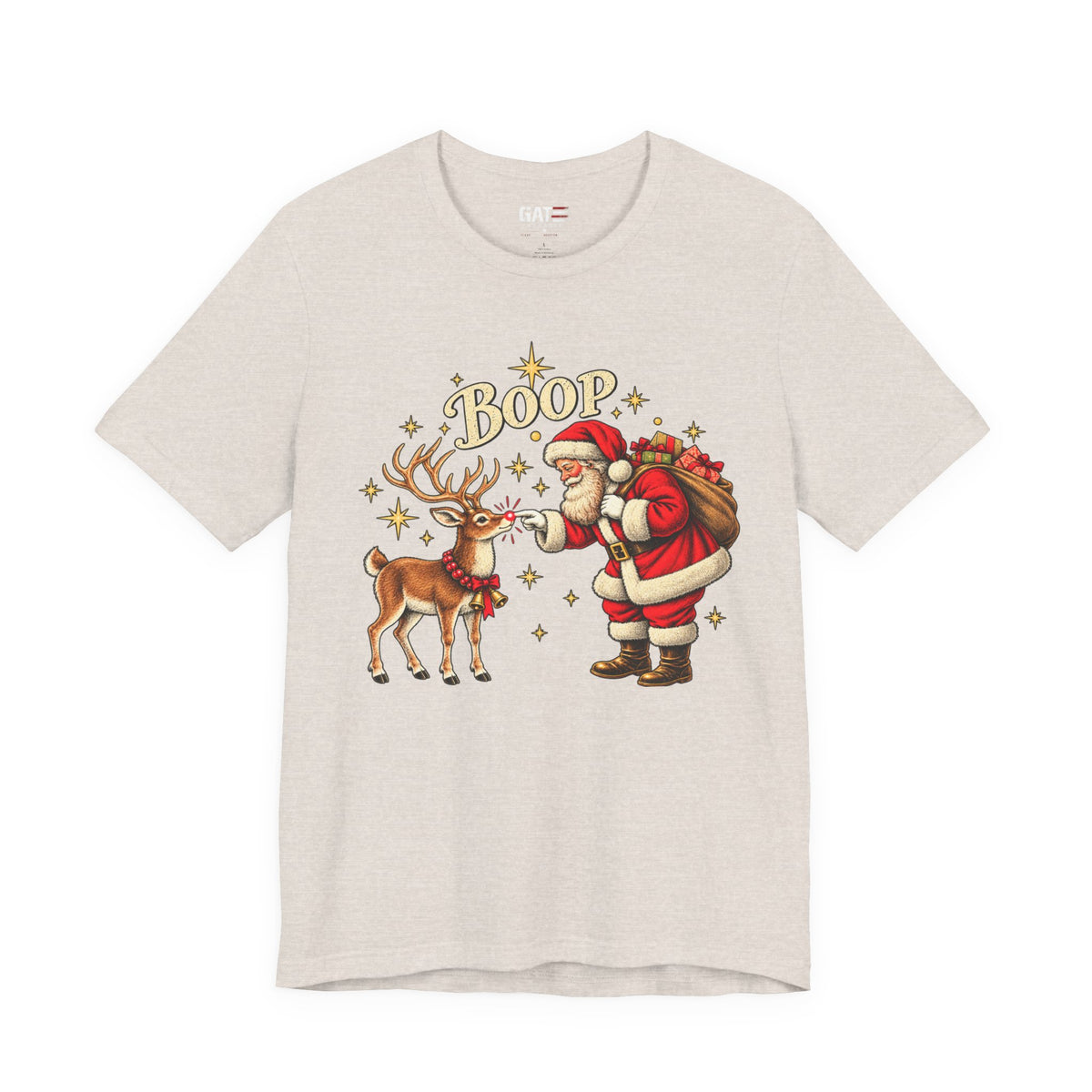 Santa and Reindeer Boop Christmas Graphic T-Shirt - product image 5