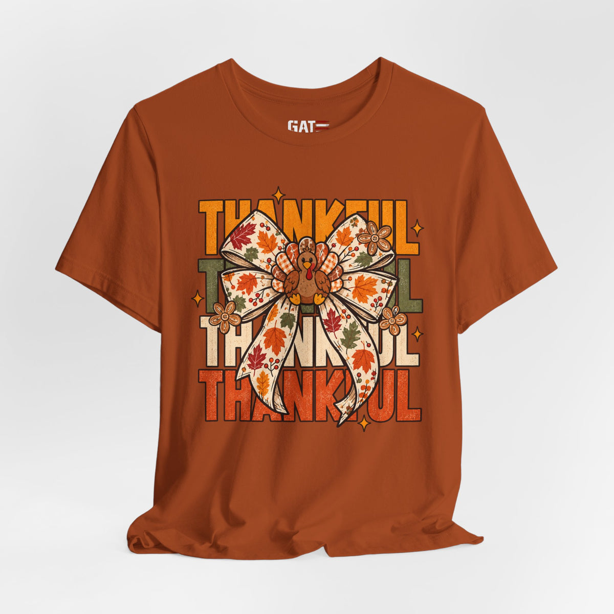 Thankful Bow Tee — Retro Fall Thanksgiving Graphic T-Shirt