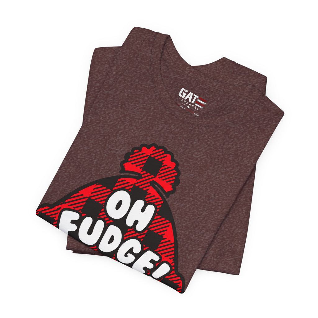 Oh Fudge! Plaid Beanie Graphic Tee — Funny Holiday Winter Shirt