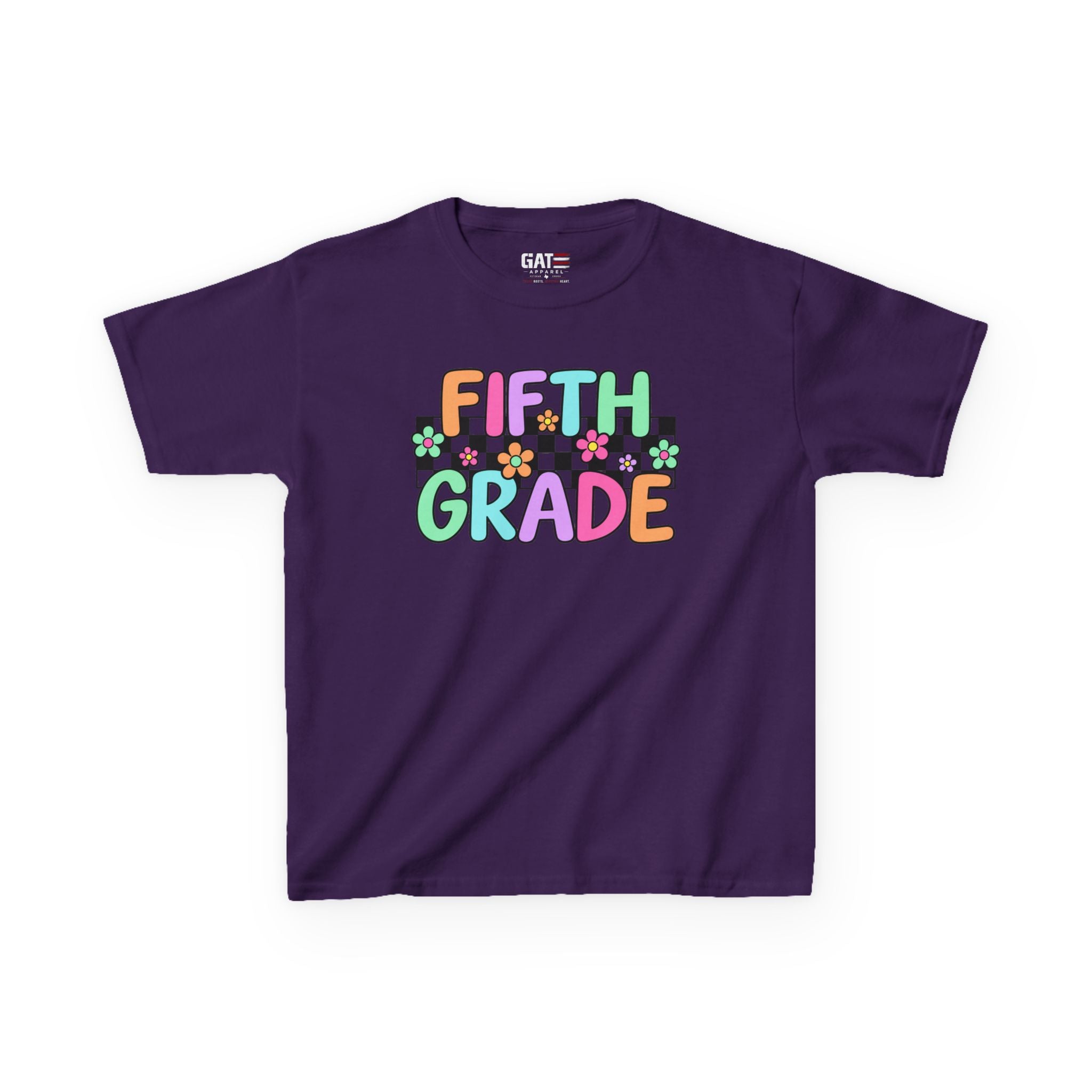 Custom Grade Level Shirt for Kids – Retro Checkered Floral Back to School Tee