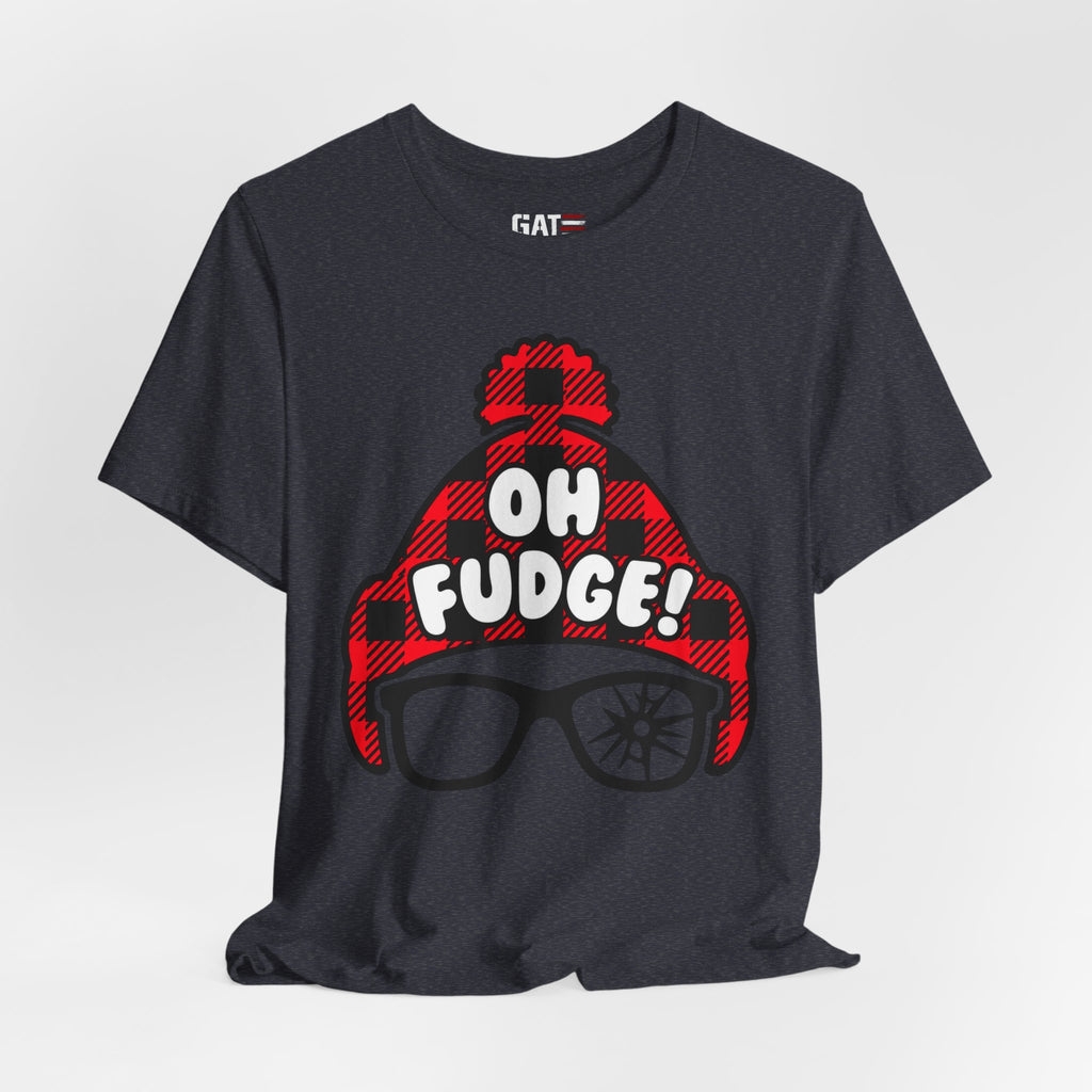 Oh Fudge! Plaid Beanie Graphic Tee — Funny Holiday Winter Shirt