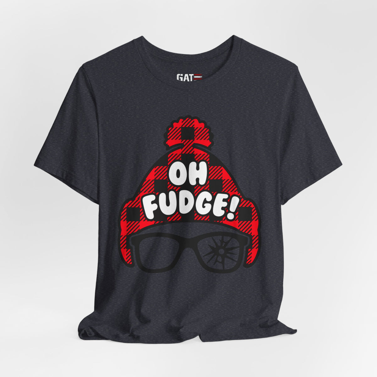 Oh Fudge! Plaid Beanie Graphic Tee — Funny Holiday Winter Shirt