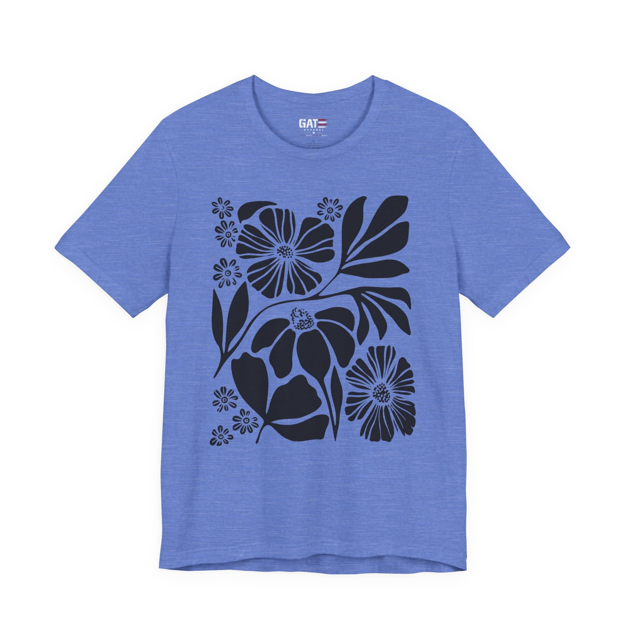 Floral Silhouette Tee — Black Botanical Flower Print