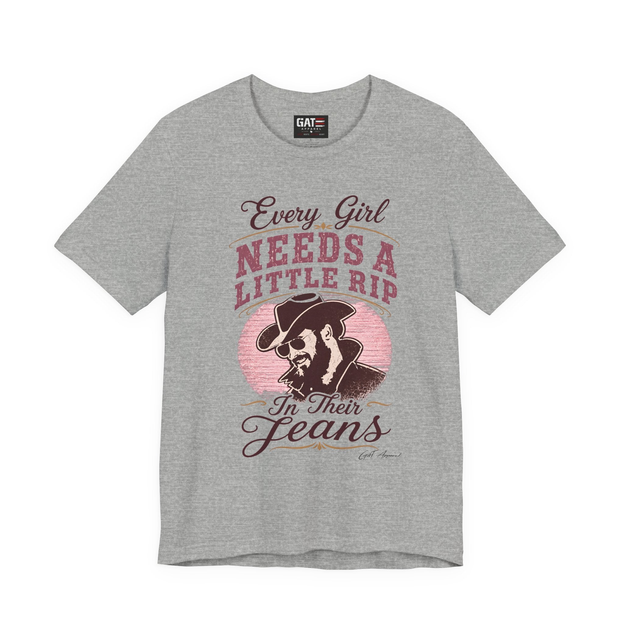 Every Girl Needs A Little Rip In Their Jeans Pink Text Shirt | Dutton Ranch| Yellowstone Inspire Shirt