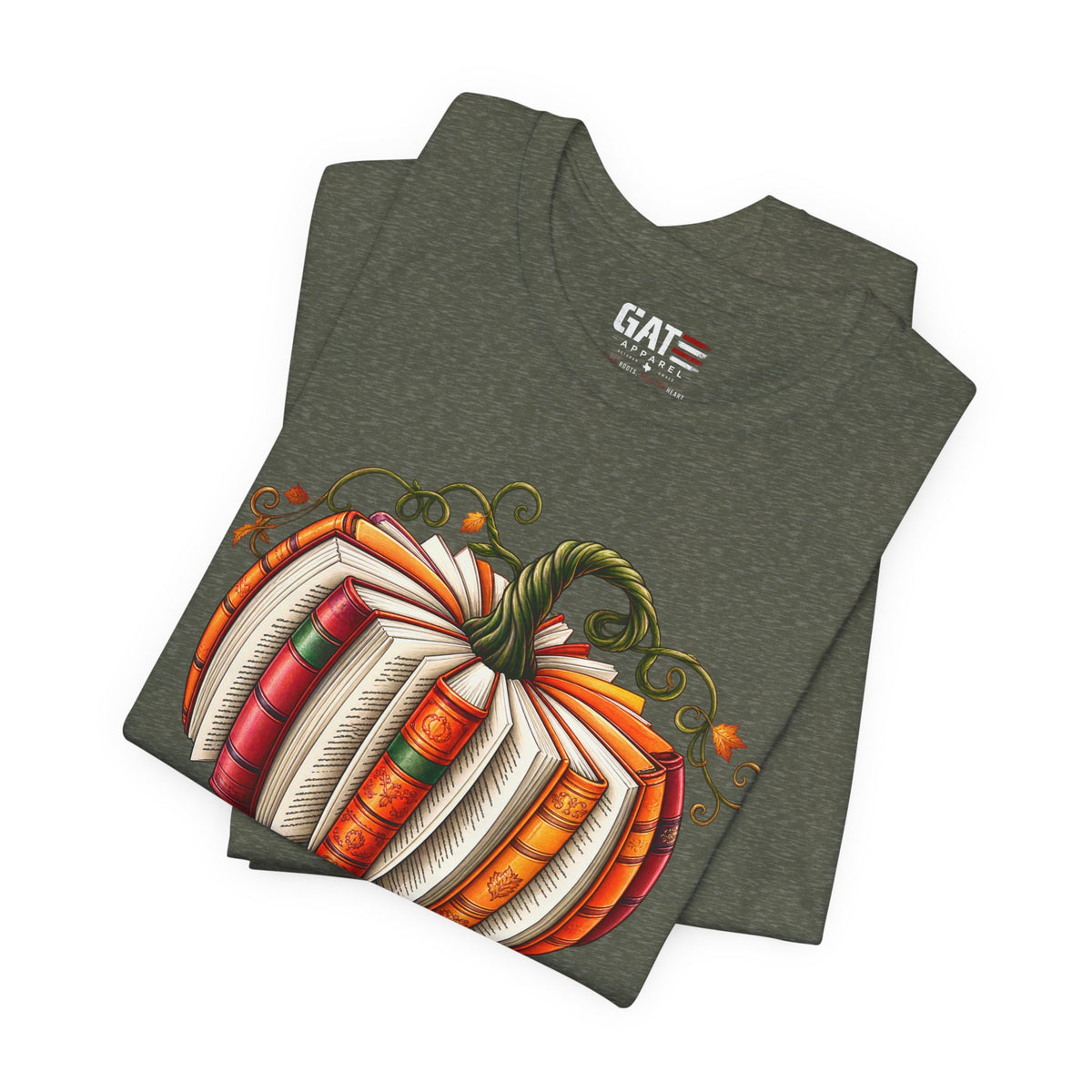 Fall Book Lover Shirt – Pumpkin Books Graphic Tee – product photo