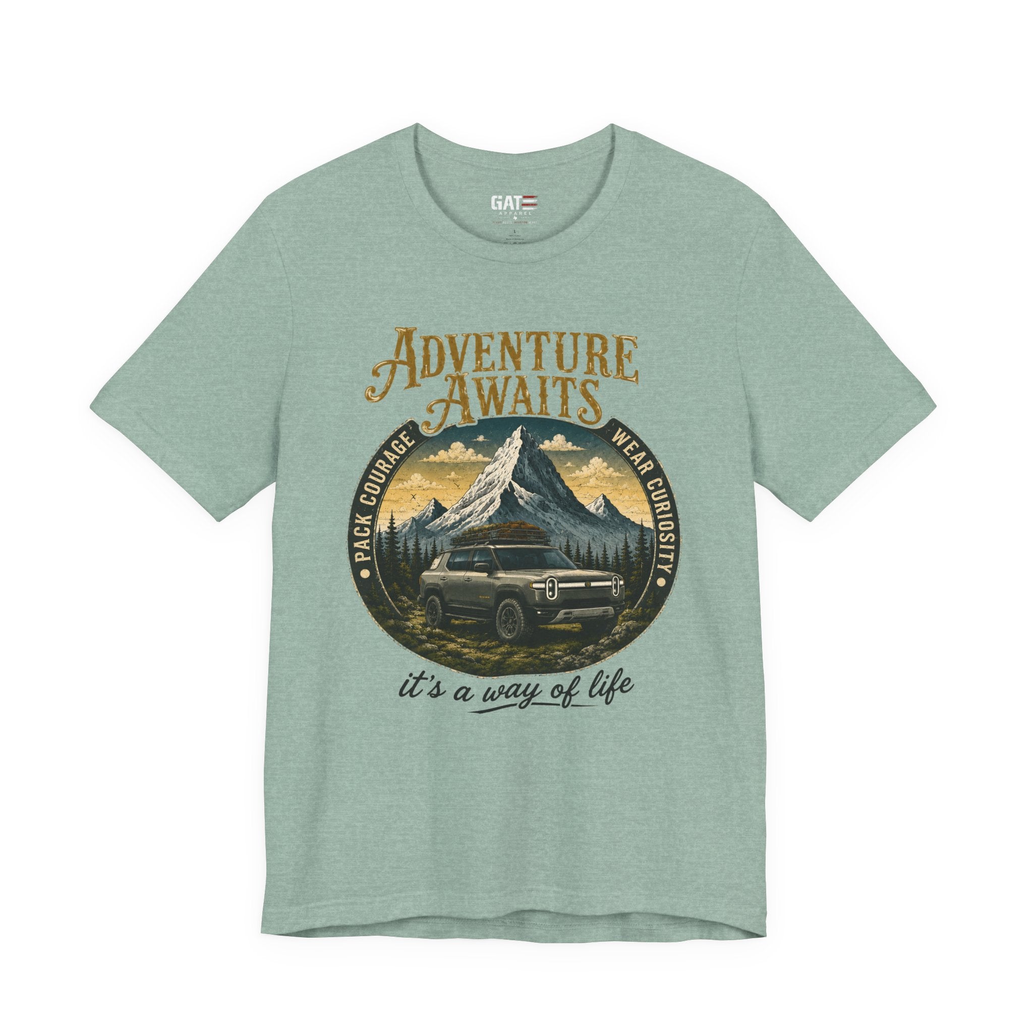 Adventure Awaits Shirt, Rivian Camping, Mountain Adventure Tee, Overlanding Shirt, Off Road SUV Graphic Tee, Outdoor, Nature Lover Shirt