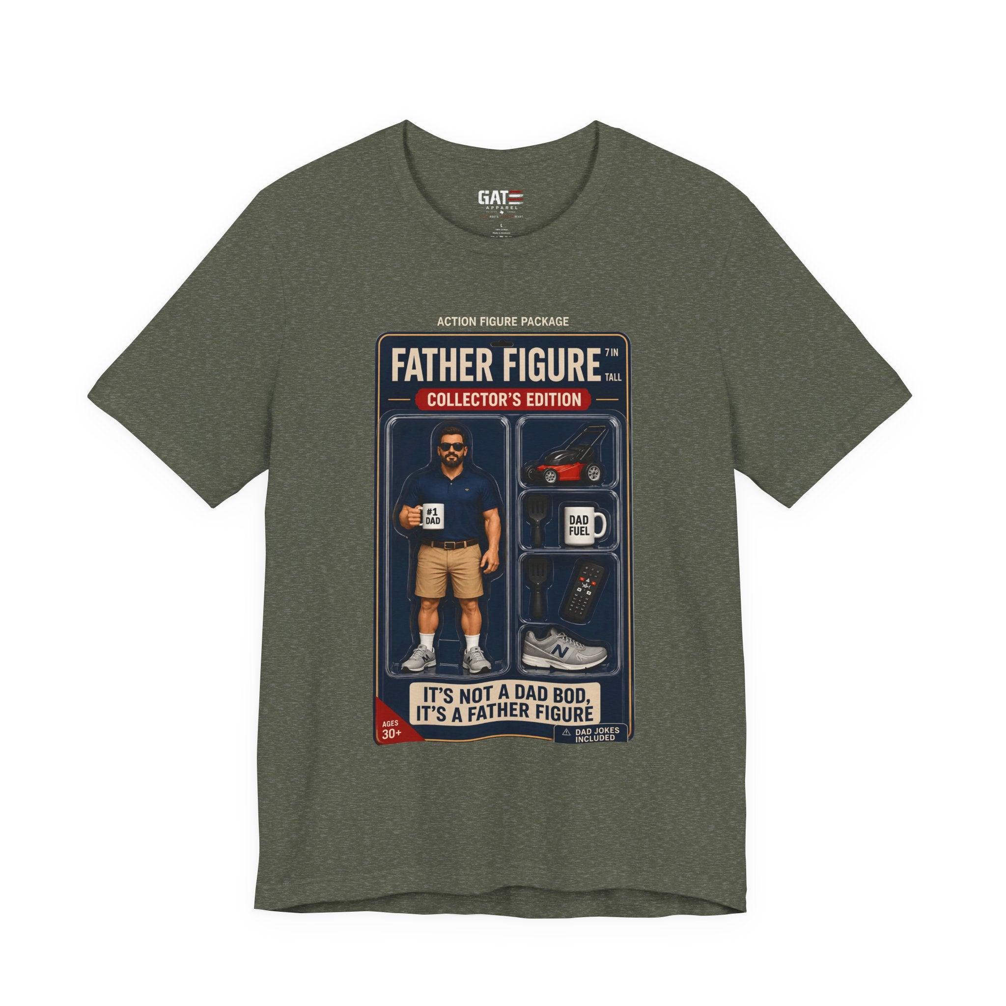 Father Figure Action Figure Shirt | Funny Dad Bod Tee | Collector's Edition Dad Shirt | Father's Day Gift for Dad | Dad Jokes Included