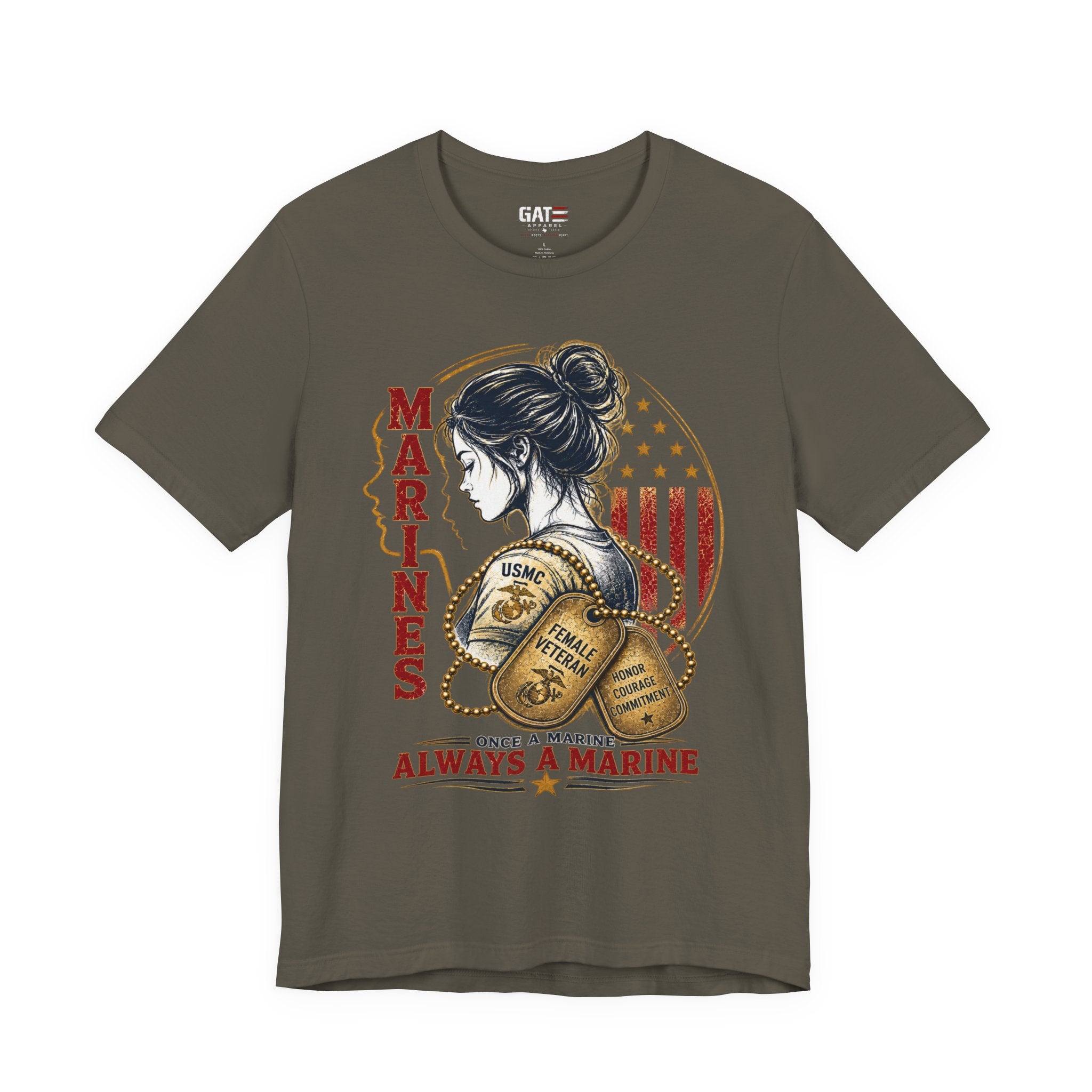 Female Marine Vet T‑Shirt – "Once a Marine, Always a Marine" Patriotic Female Veteran Tee