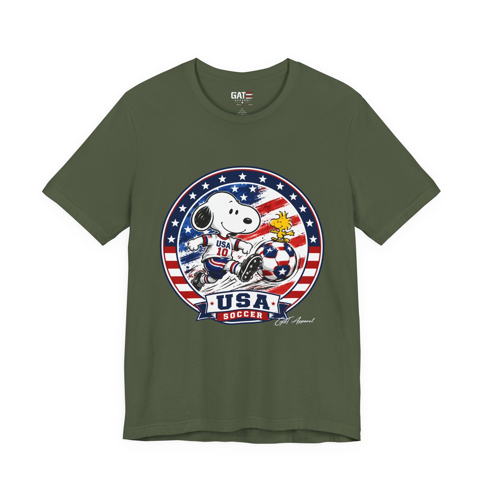 USA Soccer Snoopy Shirt  Patriotic USA Soccer Tee American Flag Design, World Cup, Soccer Fan