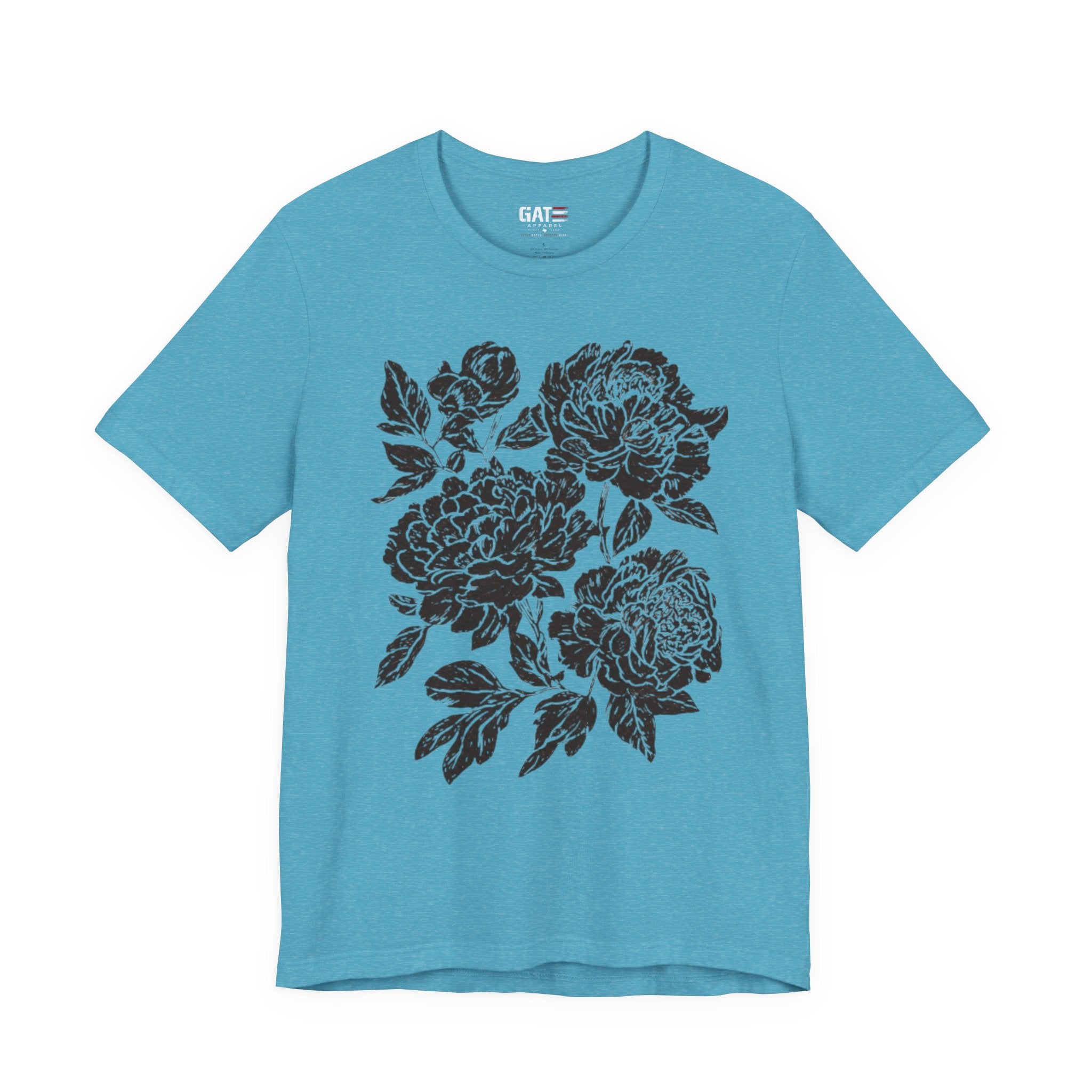 Floral Peony Tee — Vintage Black Rose Bouquet Graphic T-Shirt