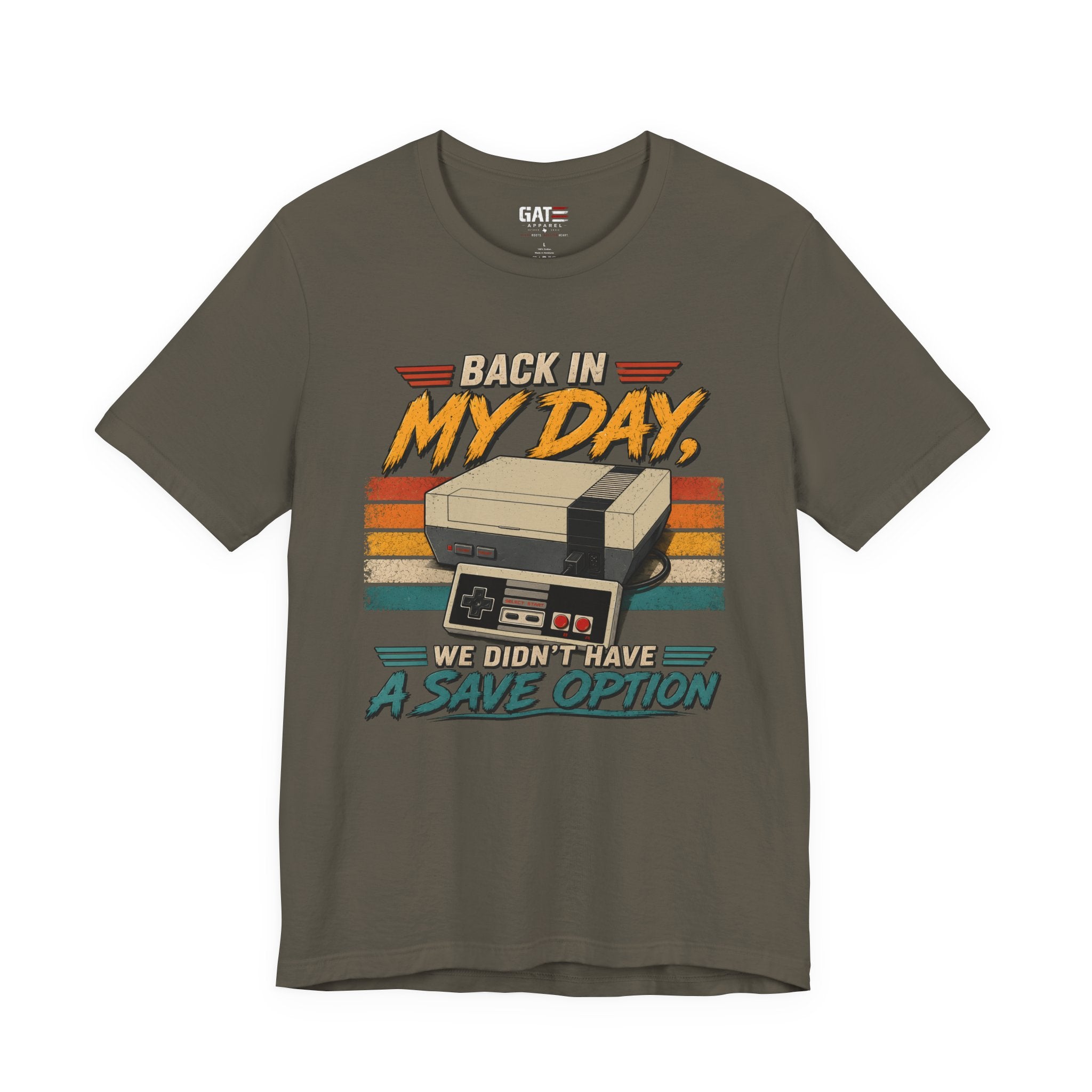 Funny Retro Gamer Shirt, Back In My Day We Didn't Have A Save Option, Vintage Gaming T Shirt, Old School Gamer Gift, Video Game Tee