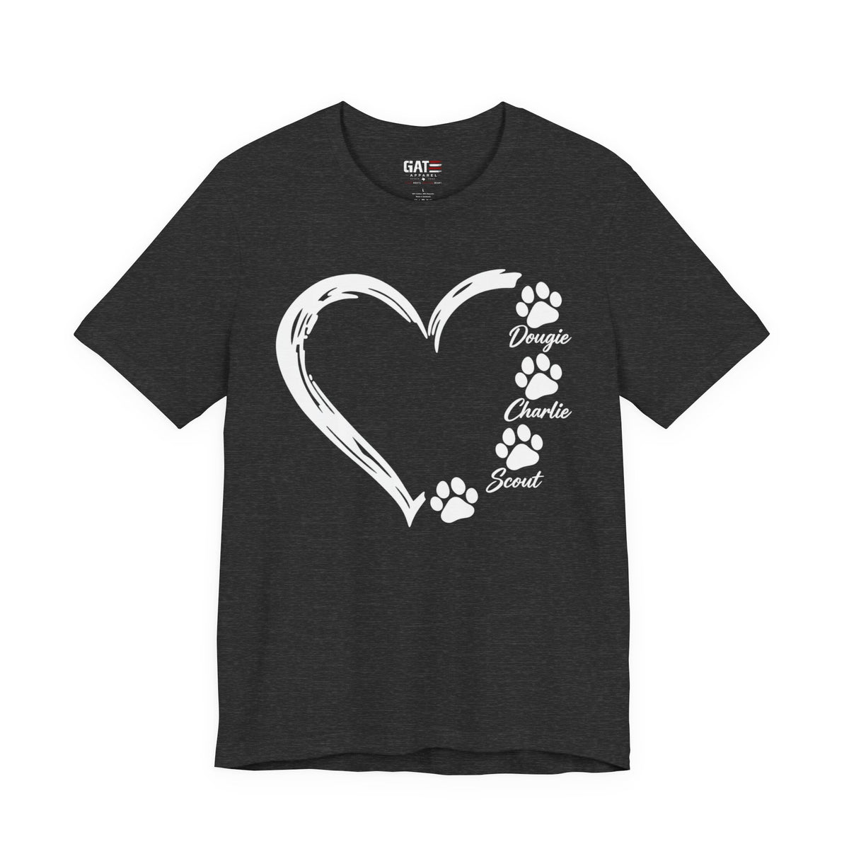 Personalized Pet Paw Heart Shirt | Custom Dog Names Tee