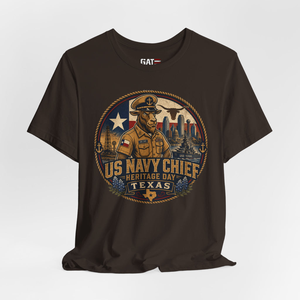 US Navy Chief Heritage Day Texas Shirt, Navy Chief Goat Shirt, Chief Petty Officer Gift, Military Pride Tee, Navy Veteran