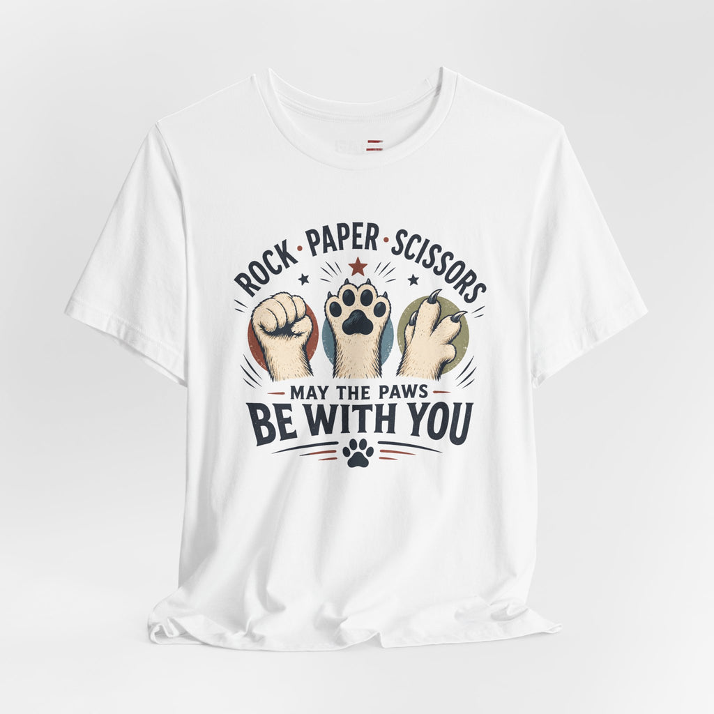 Rock Paper Scissors Cat Shirt, May The Paws Be With You Tee, Funny Cat Lover Gift, Cute Pet Paw Graphic Tee, Cat Mom Dad Shirt