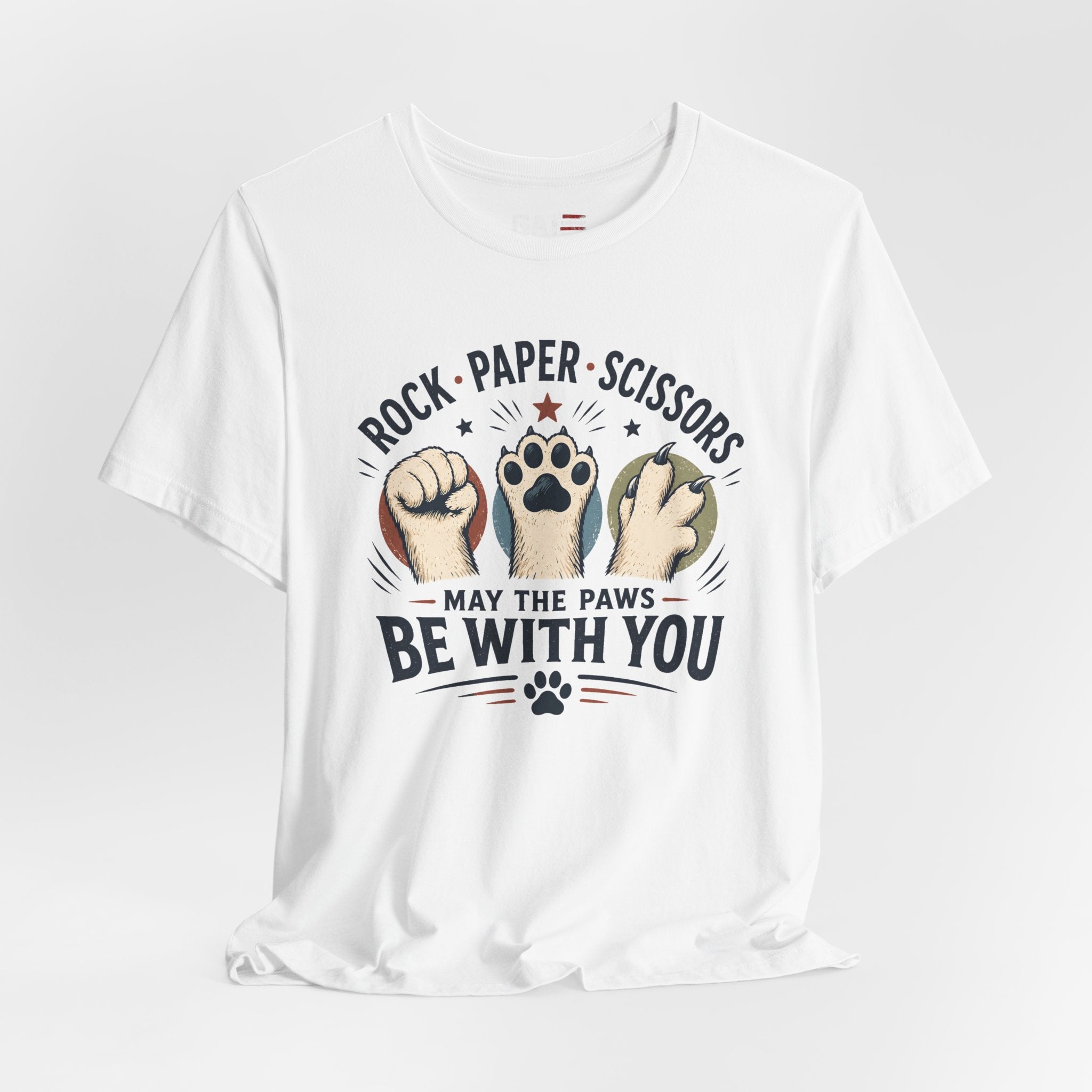 Rock Paper Scissors Cat Shirt, May The Paws Be With You Tee, Funny Cat Lover Gift, Cute Pet Paw Graphic Tee, Cat Mom Dad Shirt