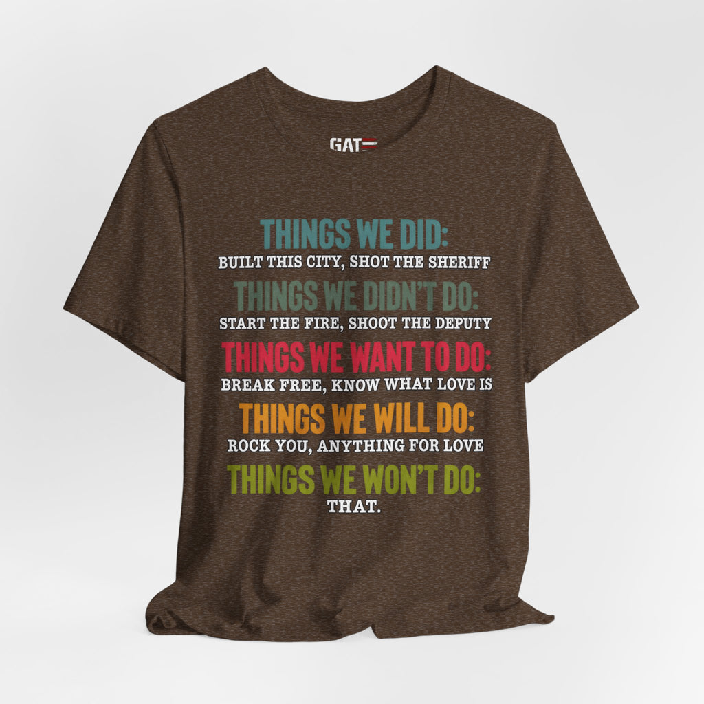 Things We Will Do Checklist T-Shirt — Funny Motivational List Tee