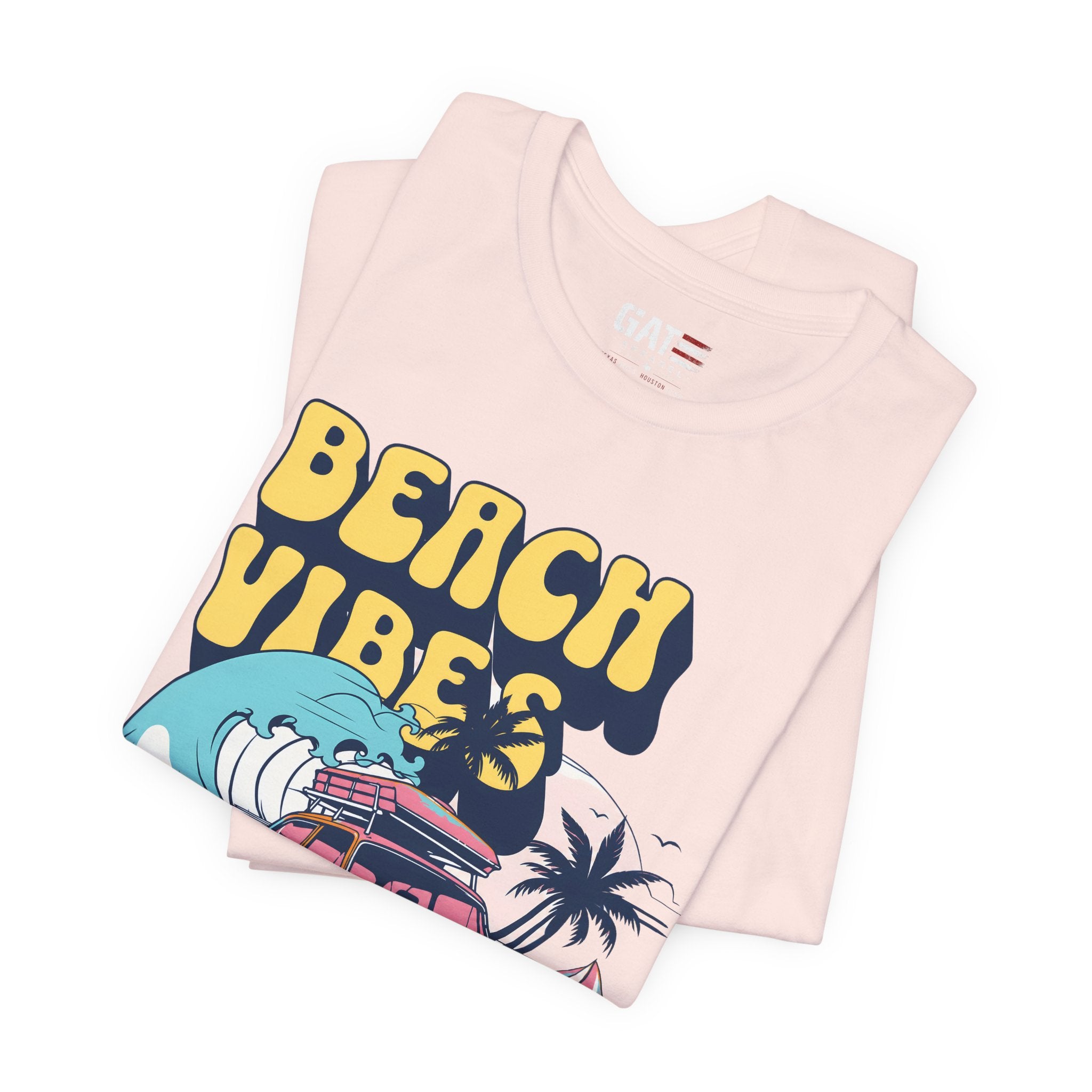 Beach Vibes Shirt, Retro Beach Tee, Vintage Summer Shirt, Coastal Vacation T Shirt, Surf Car Graphic Tee, Groovy Beach Lover Gift