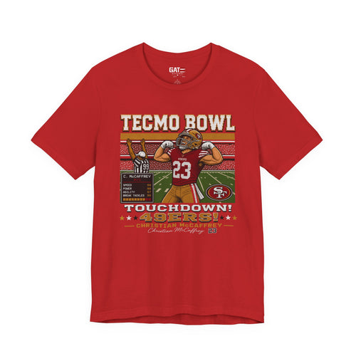 Christian McCaffrey Tecmo Bowl Shirt, Retro Football Graphic Tee, Vintage Pixel Art Touchdown T Shirt, Game Day Gift