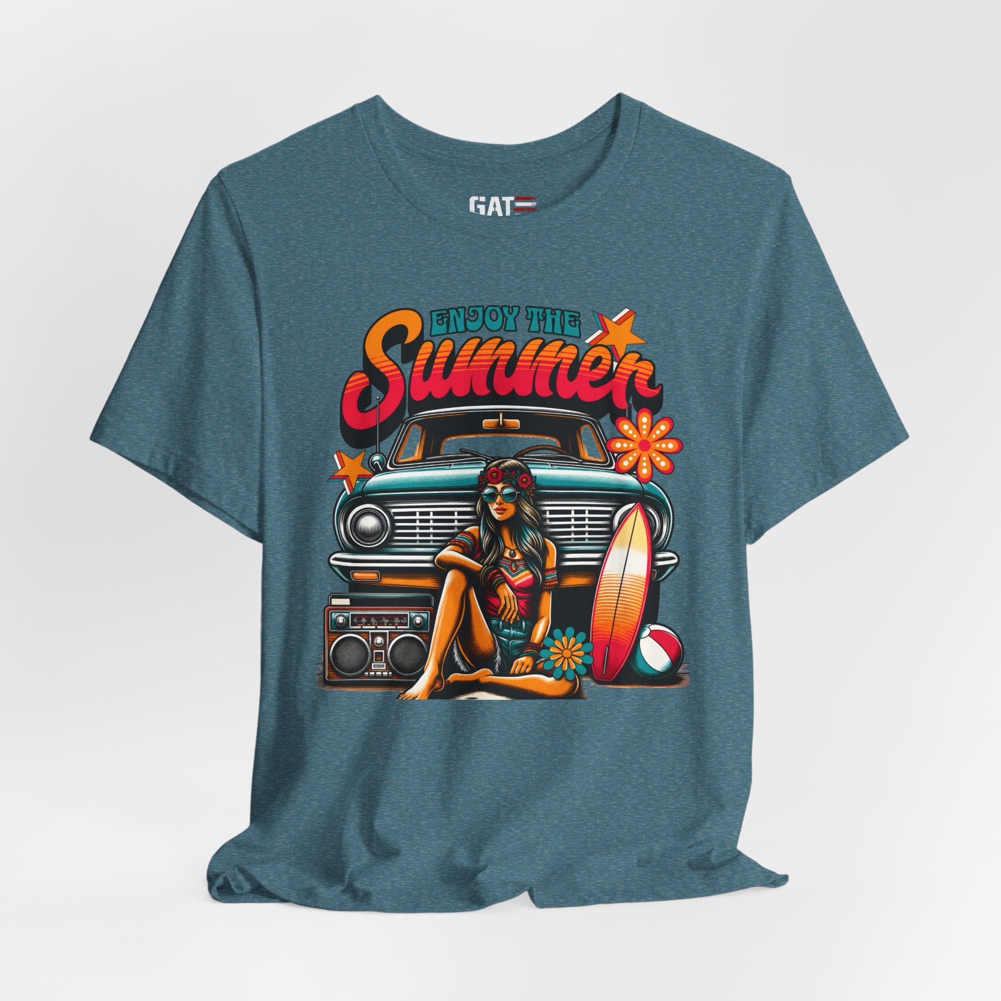 Enjoy The Summer Shirt, Retro Beach Tee, Vintage Surf Shirt, Hippie Summer T Shirt, Boho Vacation Shirt, Groovy Summer Graphic Tee