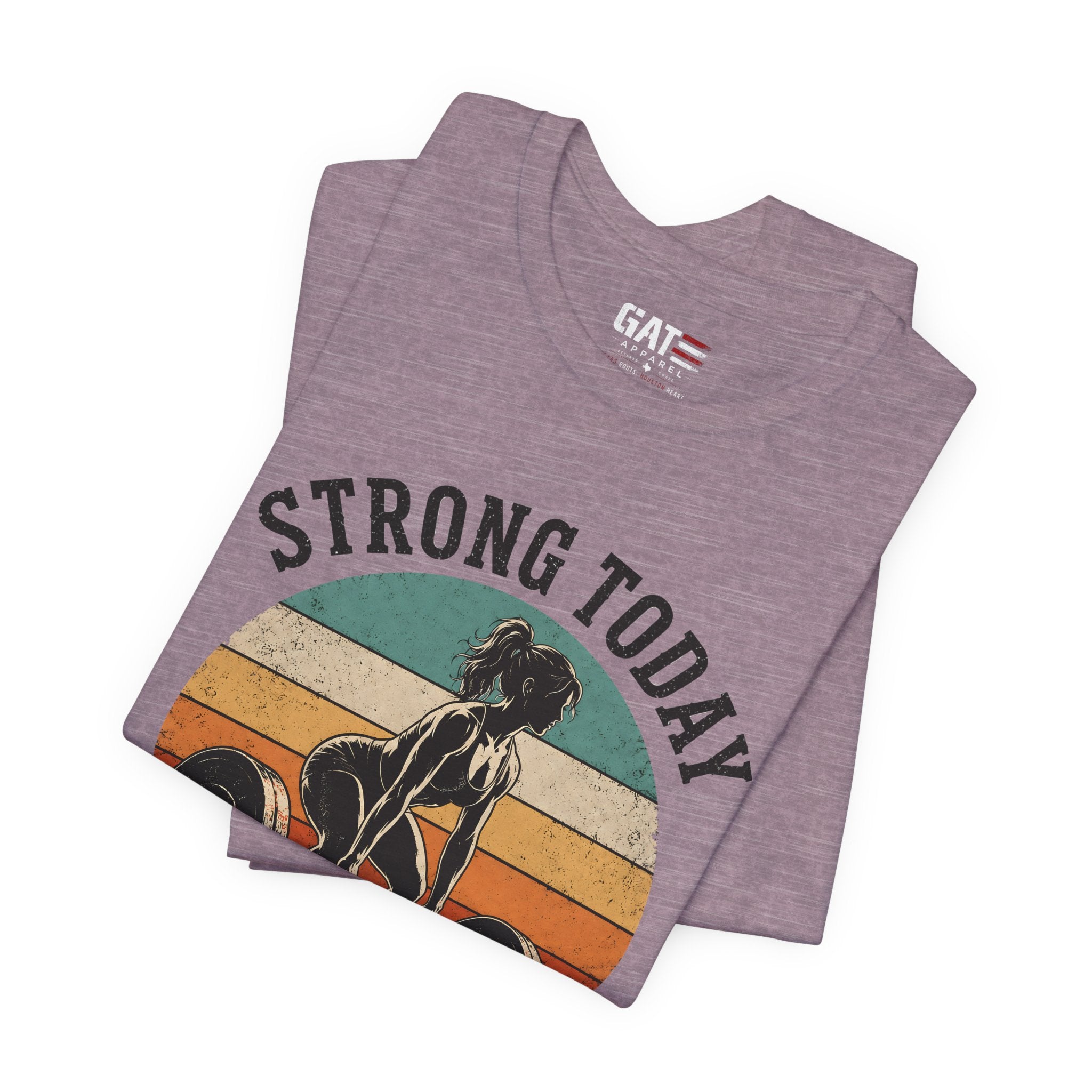 Strong Today Stronger Tomorrow Shirt, Women's Gym Shirt, Retro Weightlifting Tee, Fitness Gift for Women