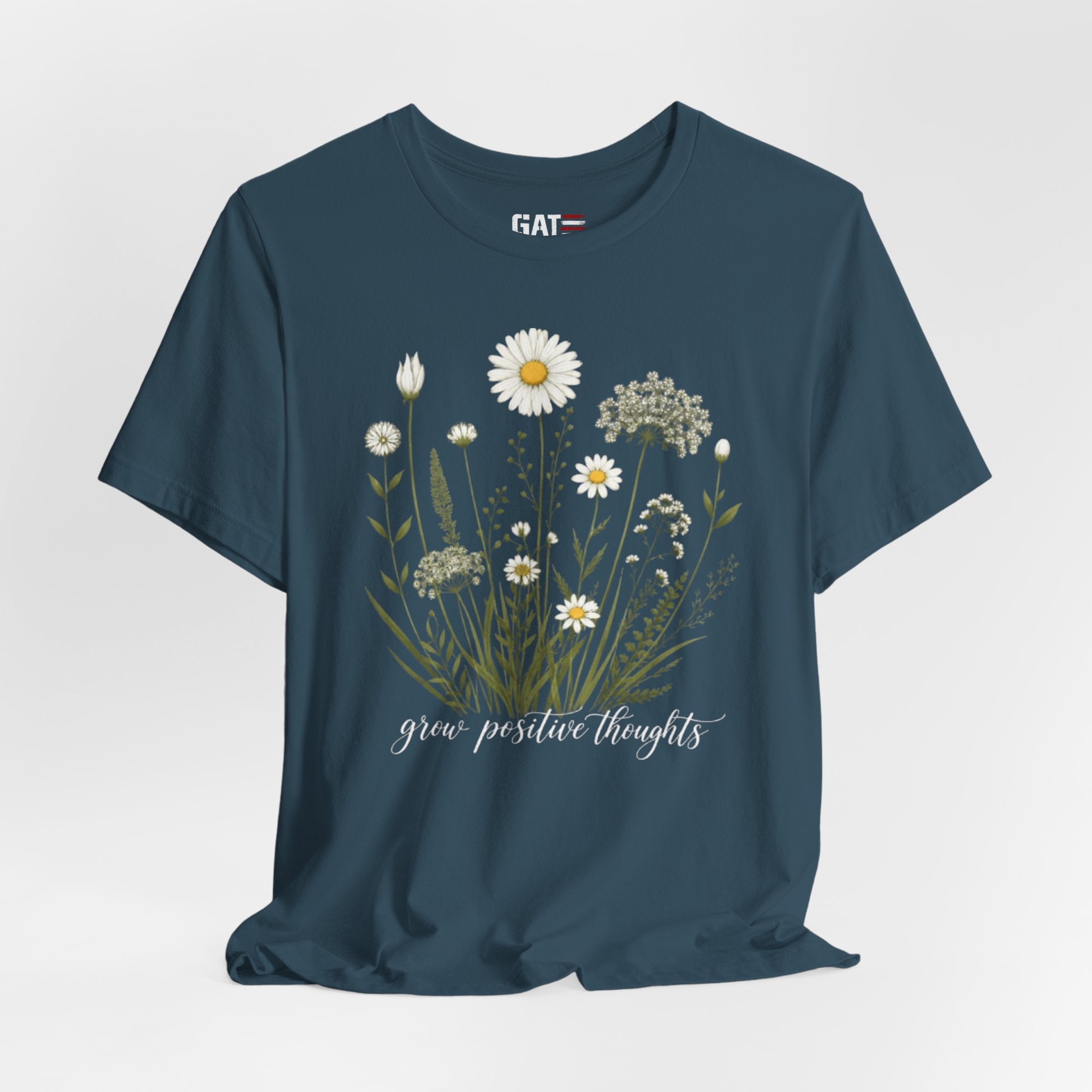 Floral 'Grow Positive Thoughts' T‑Shirt
