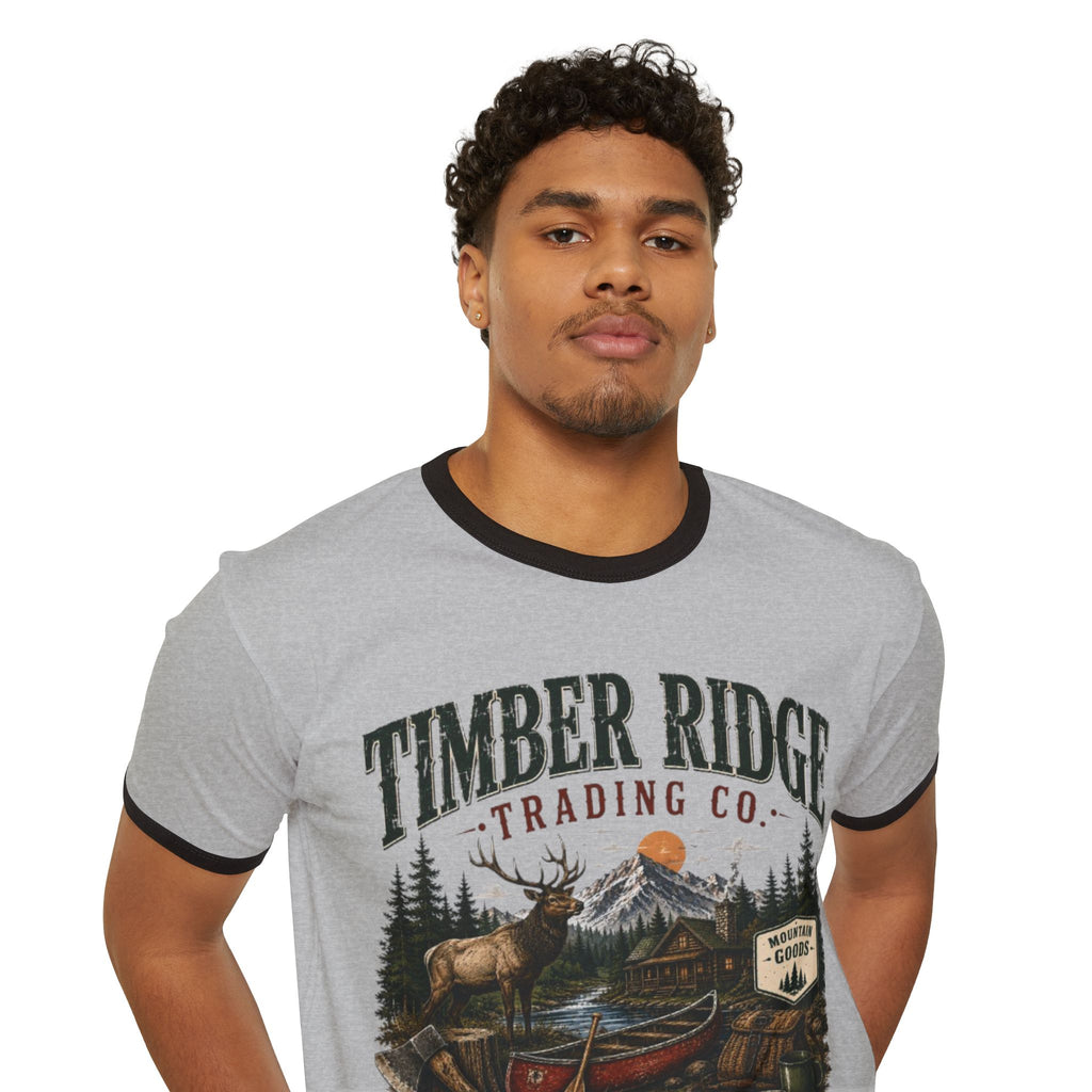 Timber Ridge Trading Co. Ringer T-Shirt – Camping, Fishing & Outdoors Graphic Tee