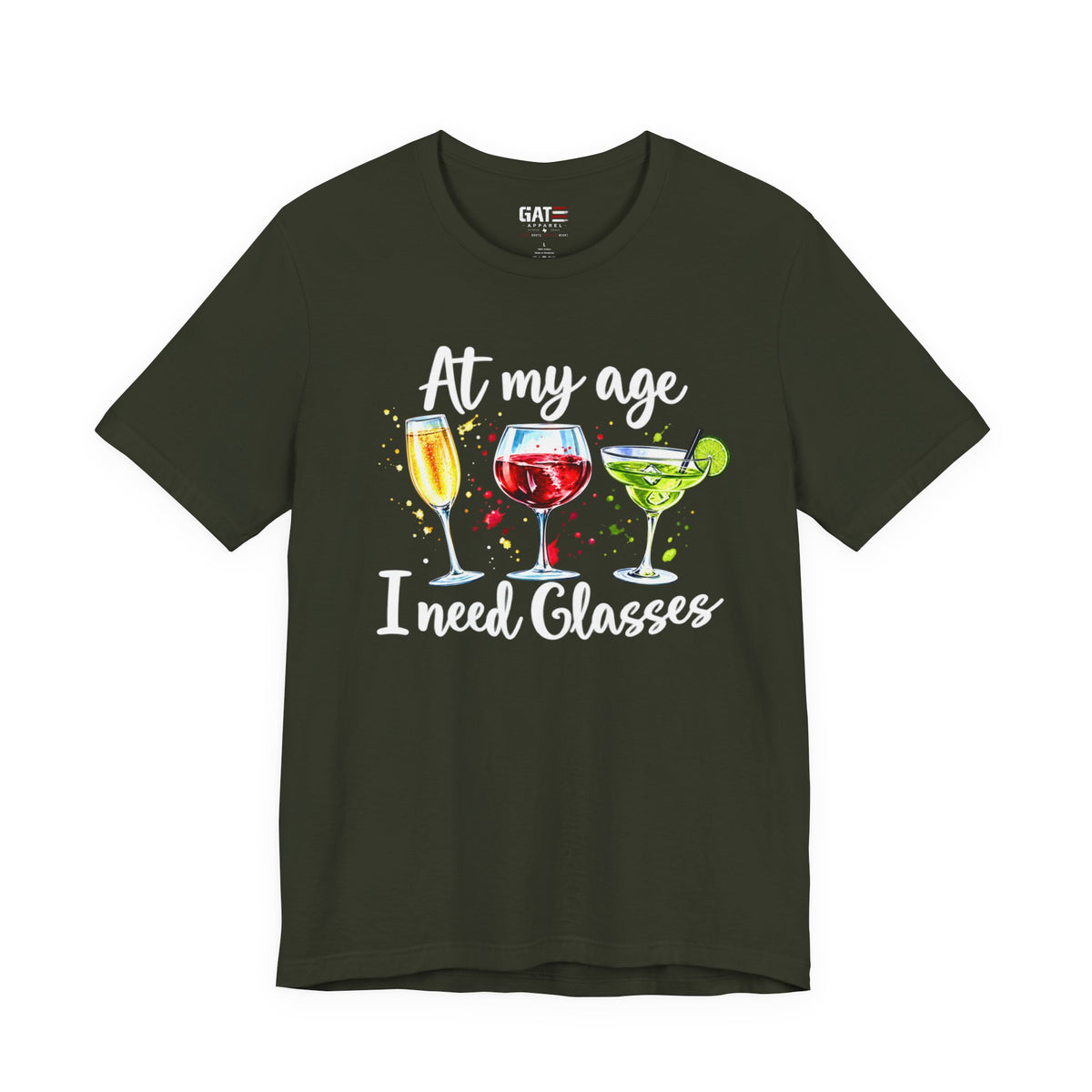 At My Age I Need Glasses humorous cocktail glasses graphic T-shirt - product image 2