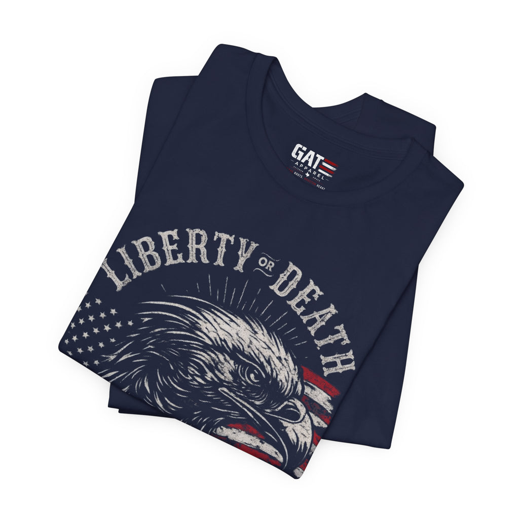 Liberty or Death Shirt, Born to Be Free Patriotic Eagle Tee, 1776 American Flag Shirt, USA Freedom Graphic T-Shirt, Veteran Gift