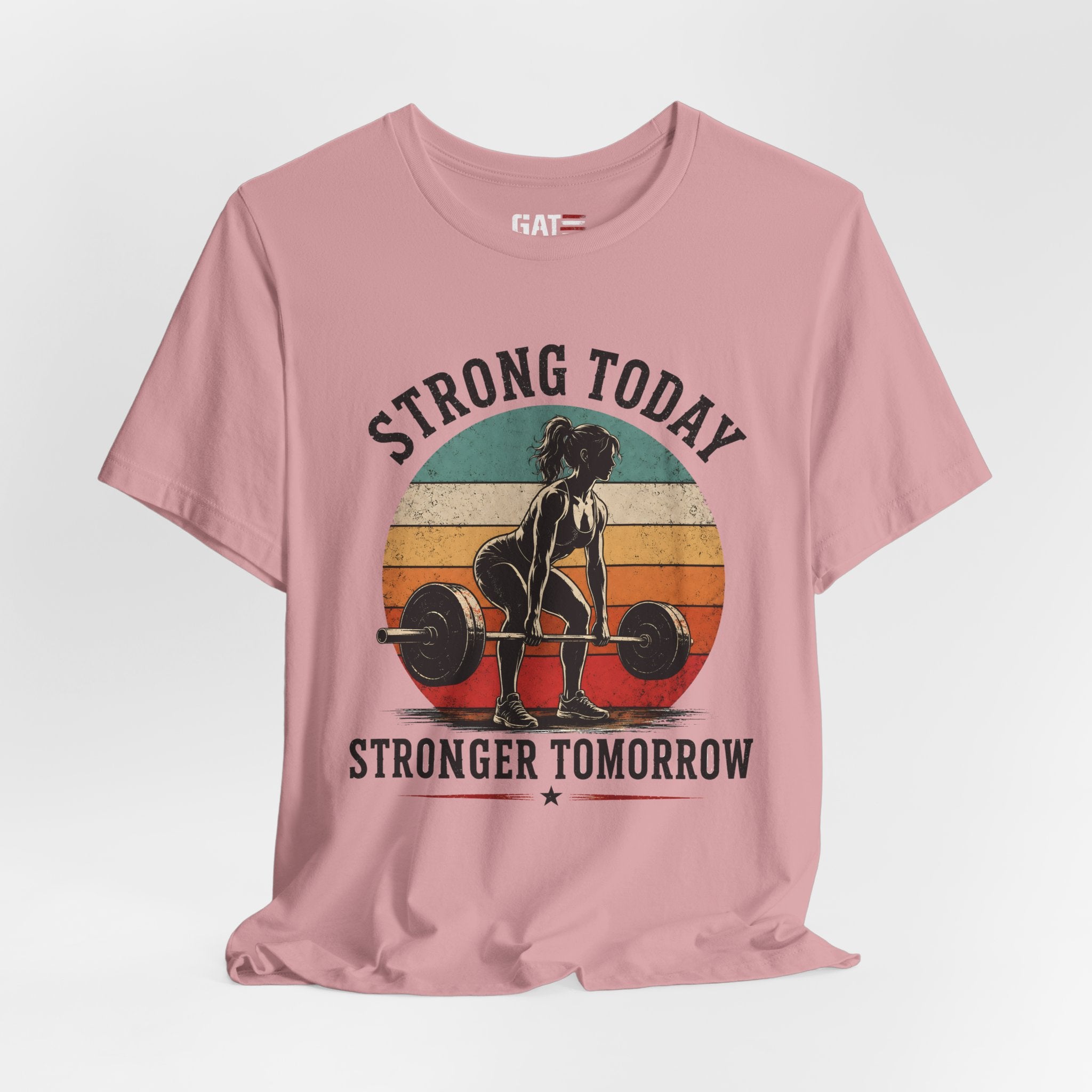 Strong Today Stronger Tomorrow Shirt, Women's Gym Shirt, Retro Weightlifting Tee, Fitness Gift for Women