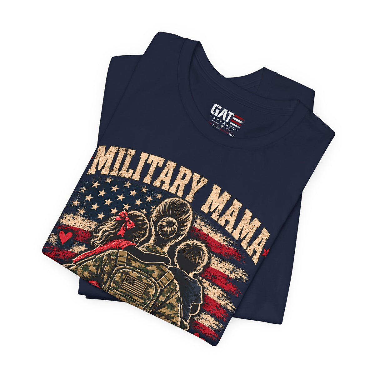 Military Mama T-Shirt – "Serving My Country, Raising My Littles" Patriotic Mom Tee