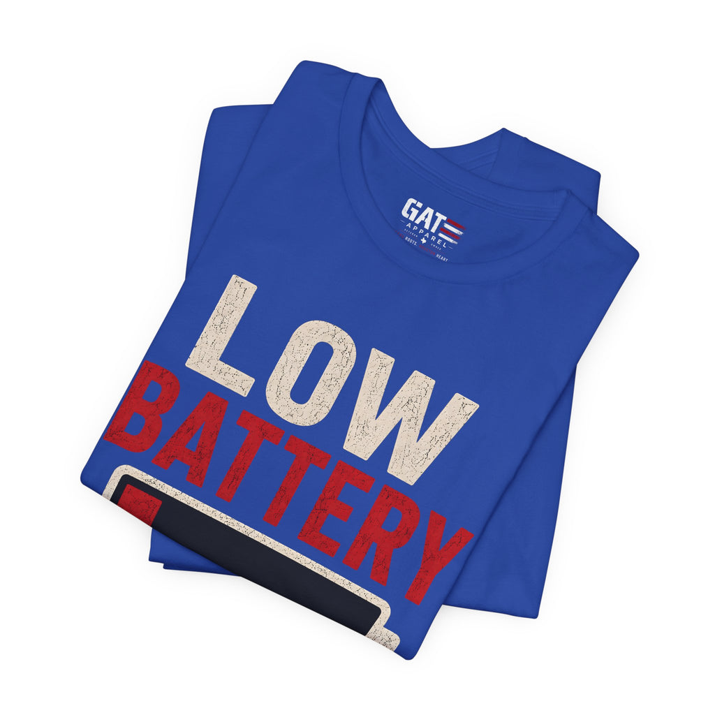 Low Battery Dad of 2 Kids Shirt, Funny Tired Dad Tee, Father of Four Gift, Parenting Humor Shirt, Exhausted Dad Graphic Tee