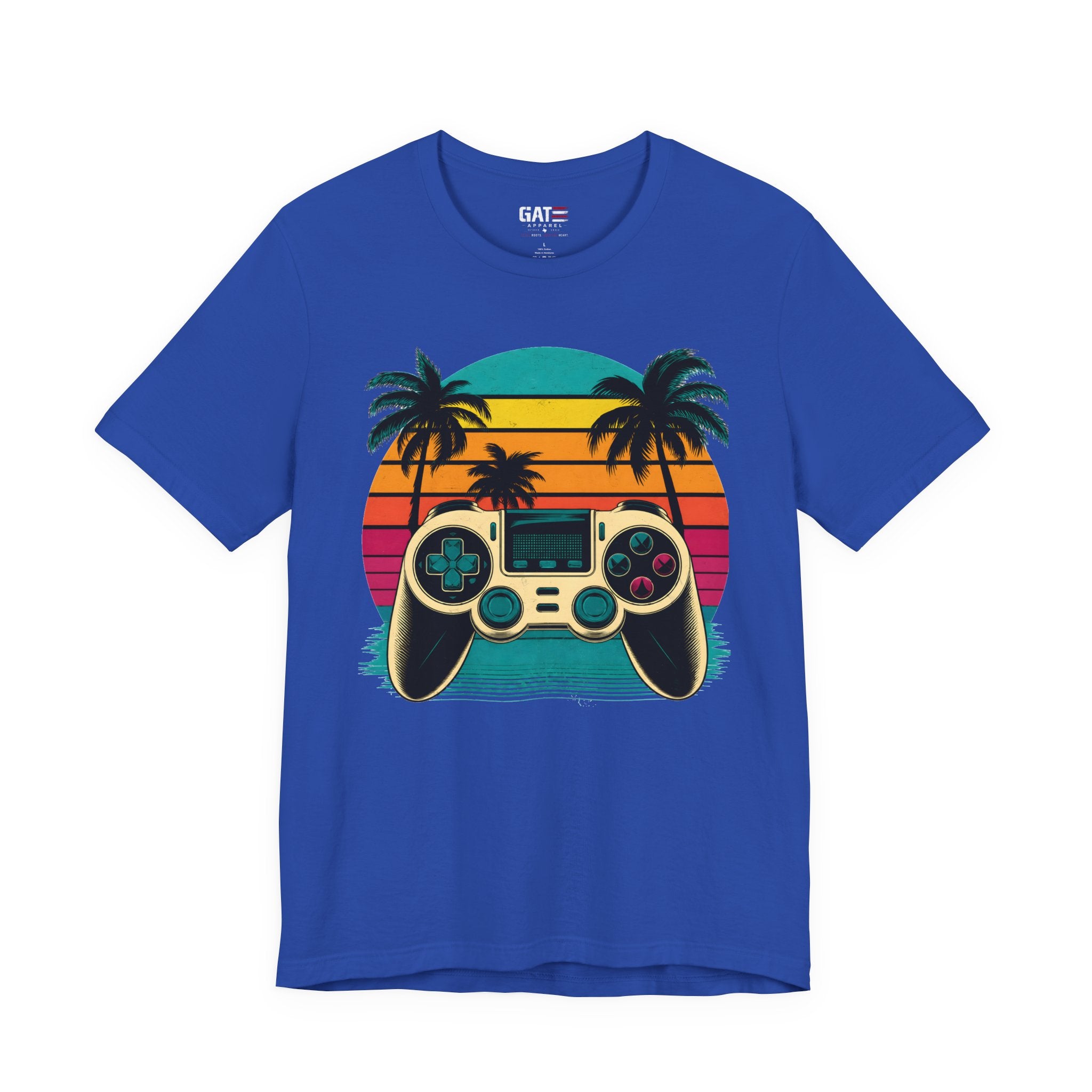 Retro Gaming Shirt, Gamer Sunset Tee, Video Game Controller Shirt, 80s Retro Gamer Gift, Beach Gaming T Shirt