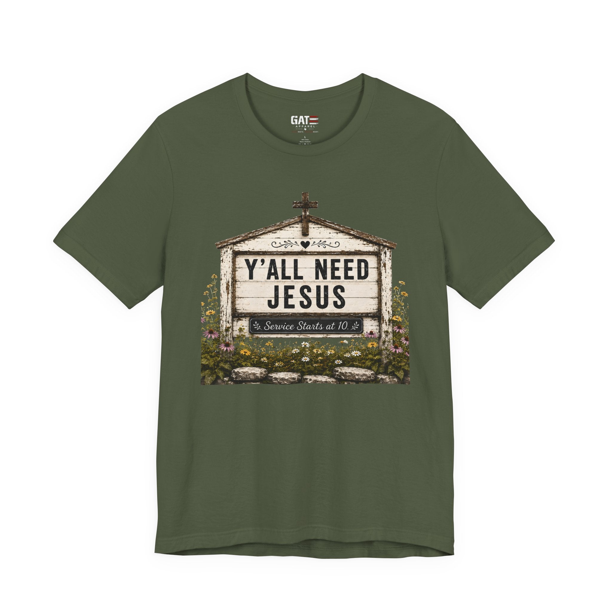 Y'all Need Jesus, Christian Shirt for Women, Rustic Faith Graphic Tee, Country Western Shirt, Farmhouse Christian Gift, Cowgirl Church Tee