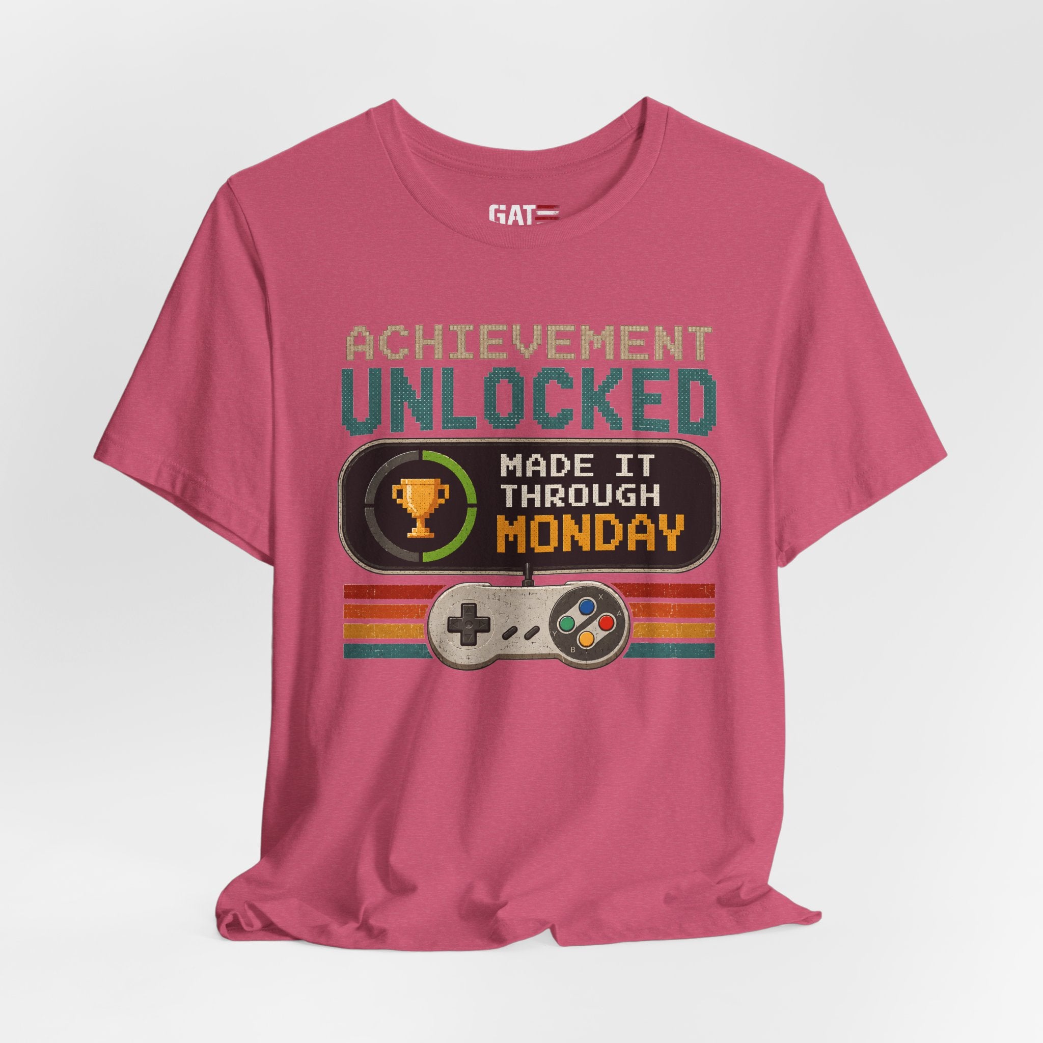 Retro Gaming Shirt, Funny Work Shirt, Made It Through Monday Tee, Gamer Gift for Men Women, Office Humor Shirt