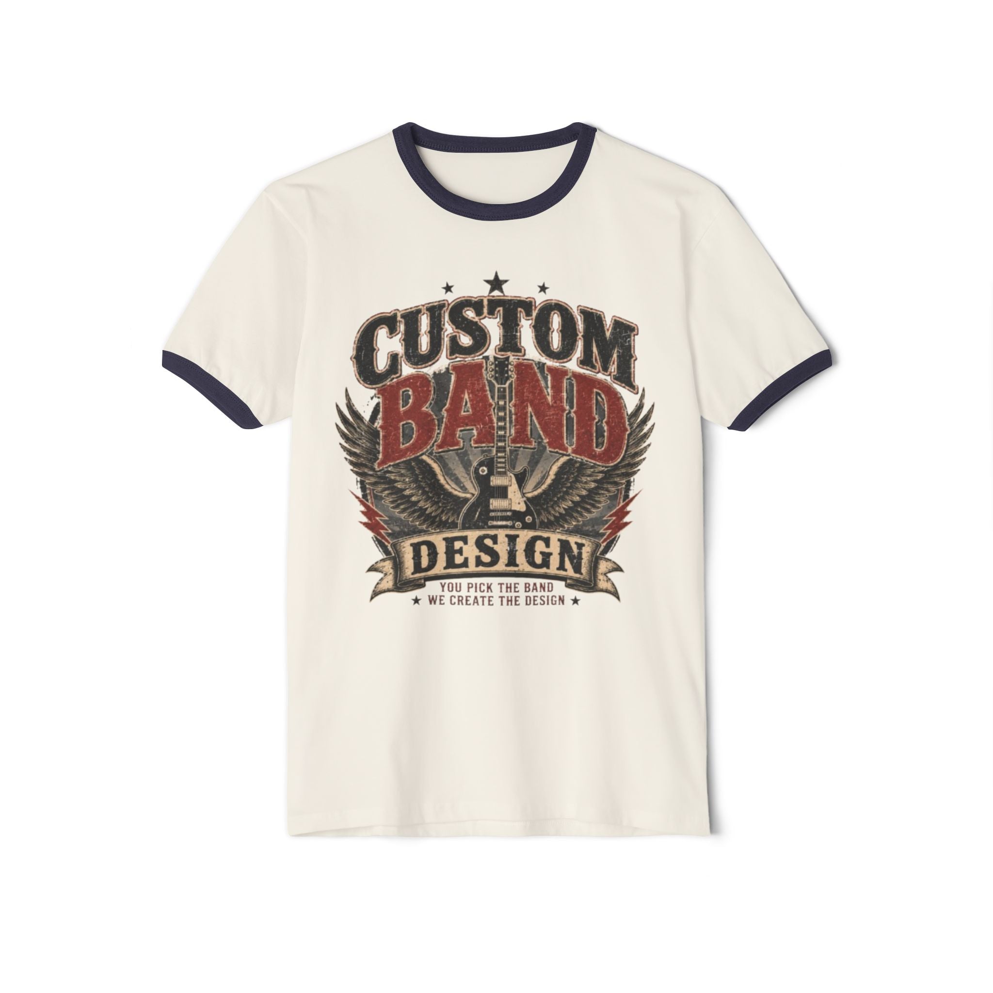 Band Graphic Ringer T-Shirt — "Custom Band Design" Retro Rock Tee