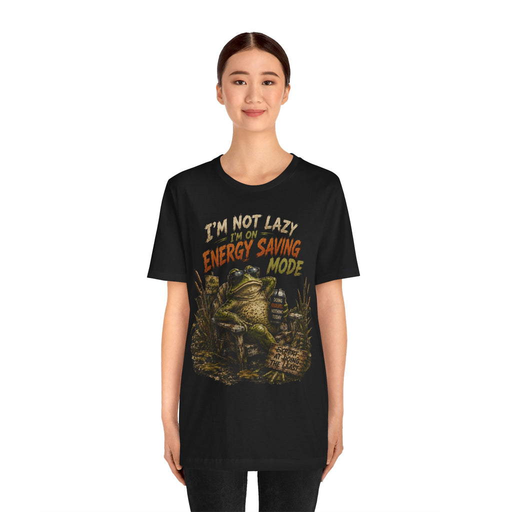 Energy Saving Mode Frog Tee — "I'm Not Lazy, I'm on Energy Saving Mode" Graphic T-Shirt