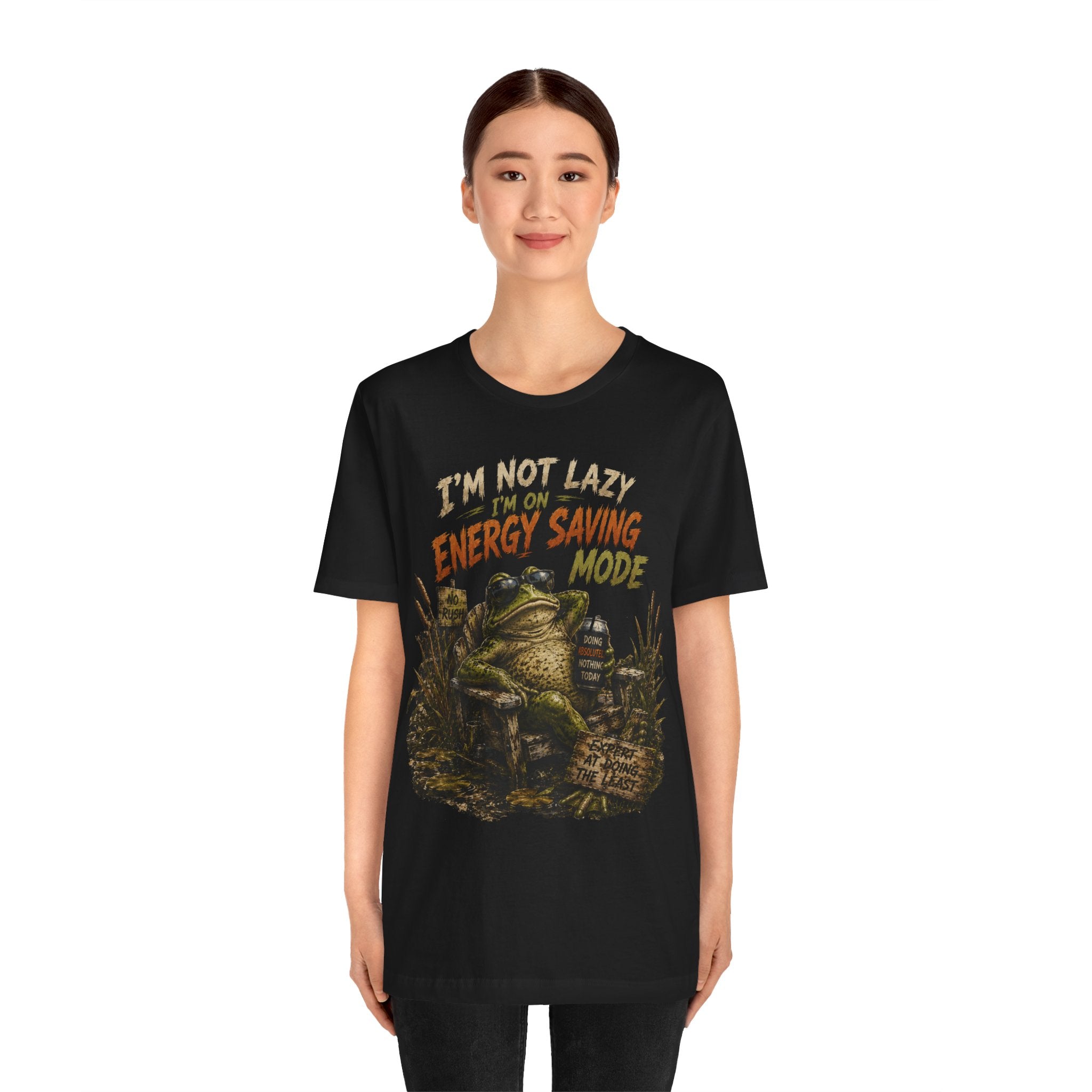 Energy Saving Mode Frog Tee — "I'm Not Lazy, I'm on Energy Saving Mode" Graphic T-Shirt