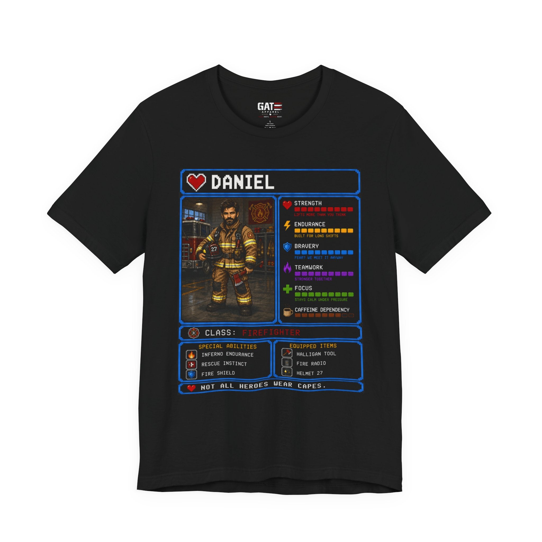 Custom Firefighter RPG Character Shirt | Personalized Firefighter Gift