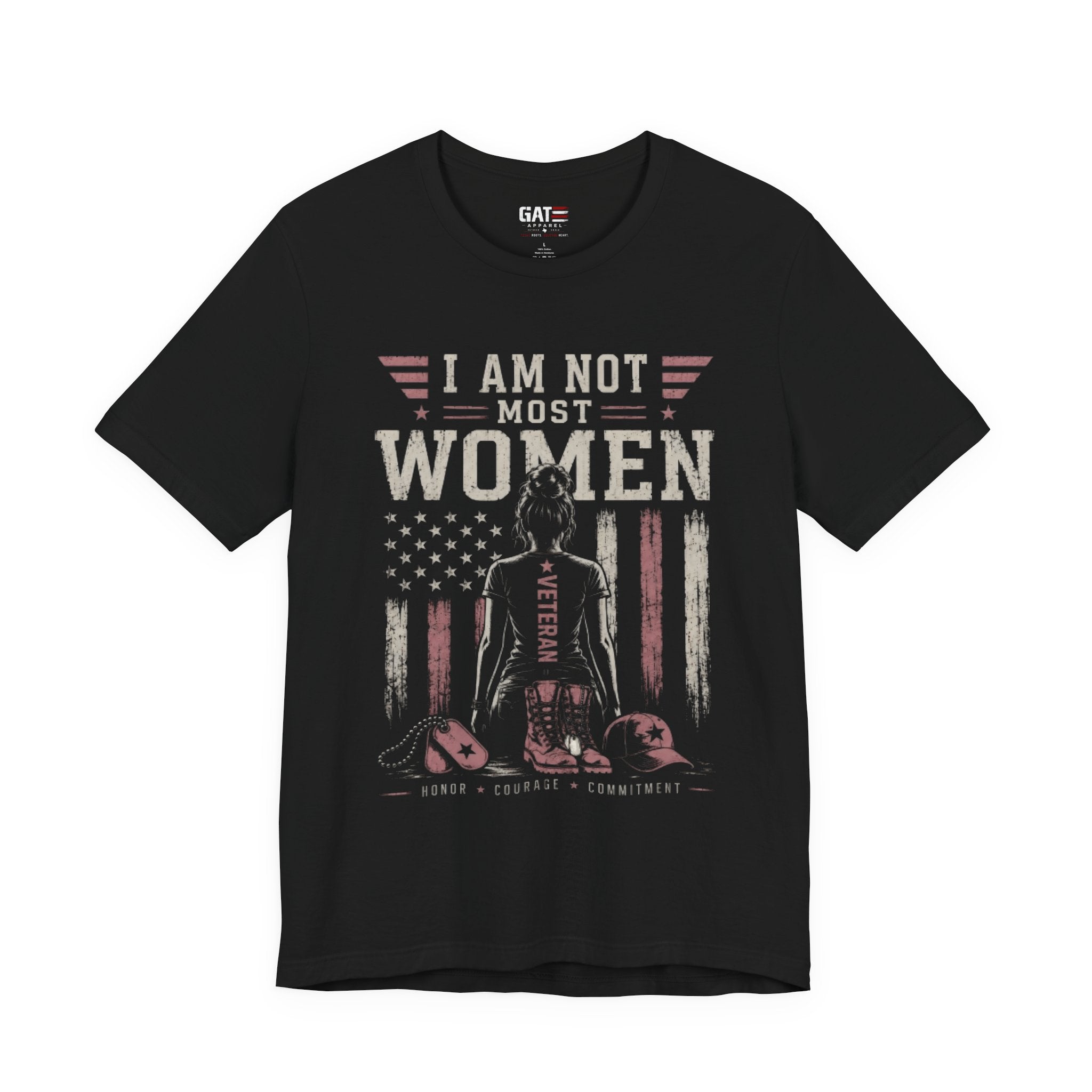 Female Veteran Shirt I Am Not Most Women Tee Patriotic Military Shirt for Women Army Navy Marine Veteran Gift Pink American Flag