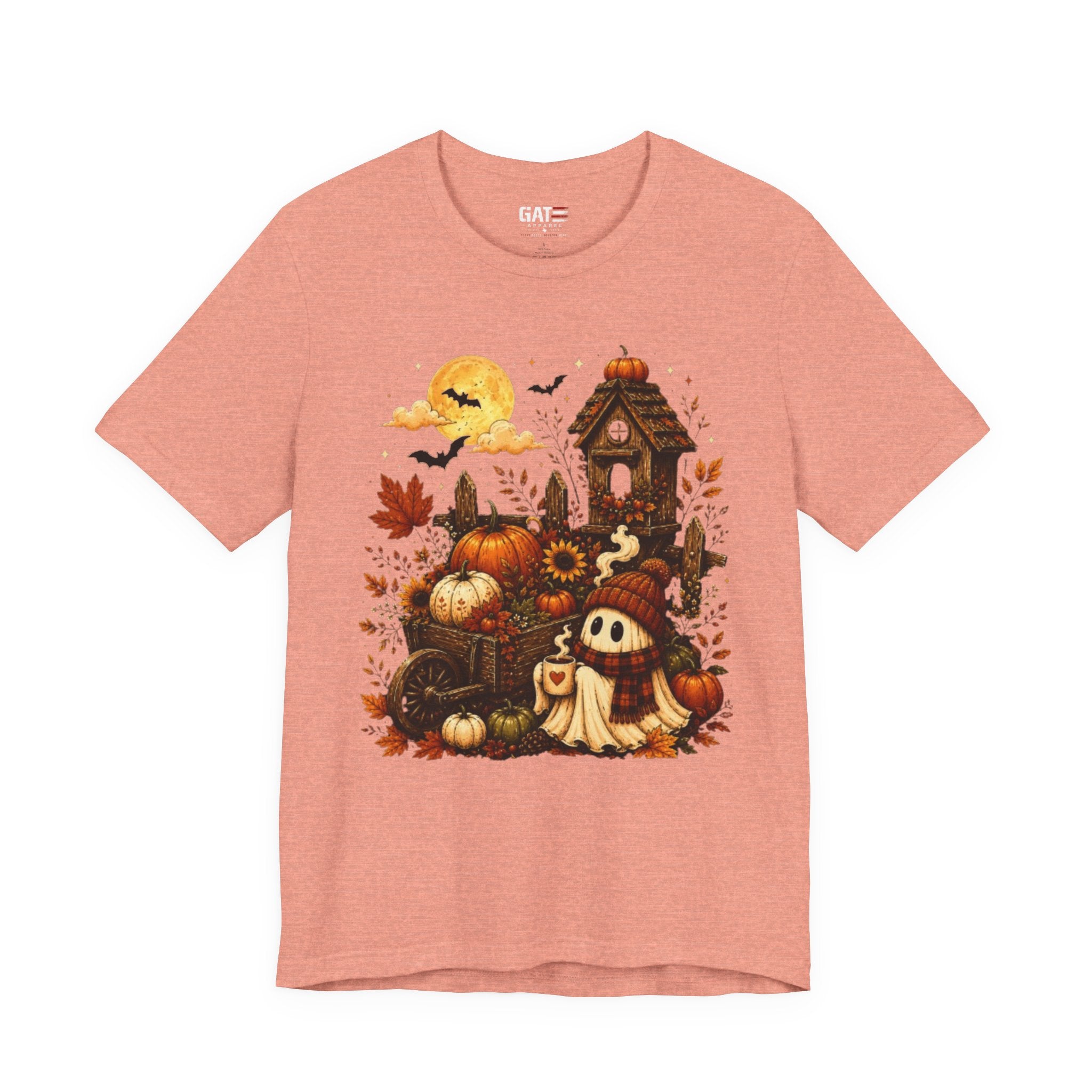 Halloween Pumpkin Patch Tee — Cute Ghost & Haunted House Fall Shirt