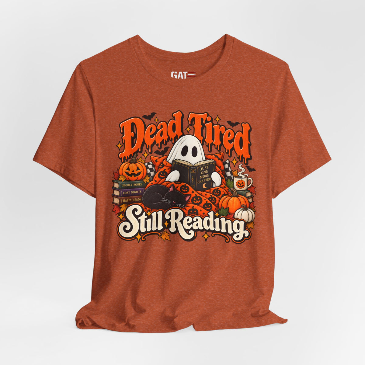 Dead Tired Still Reading Halloween Shirt | Book Lover Tee