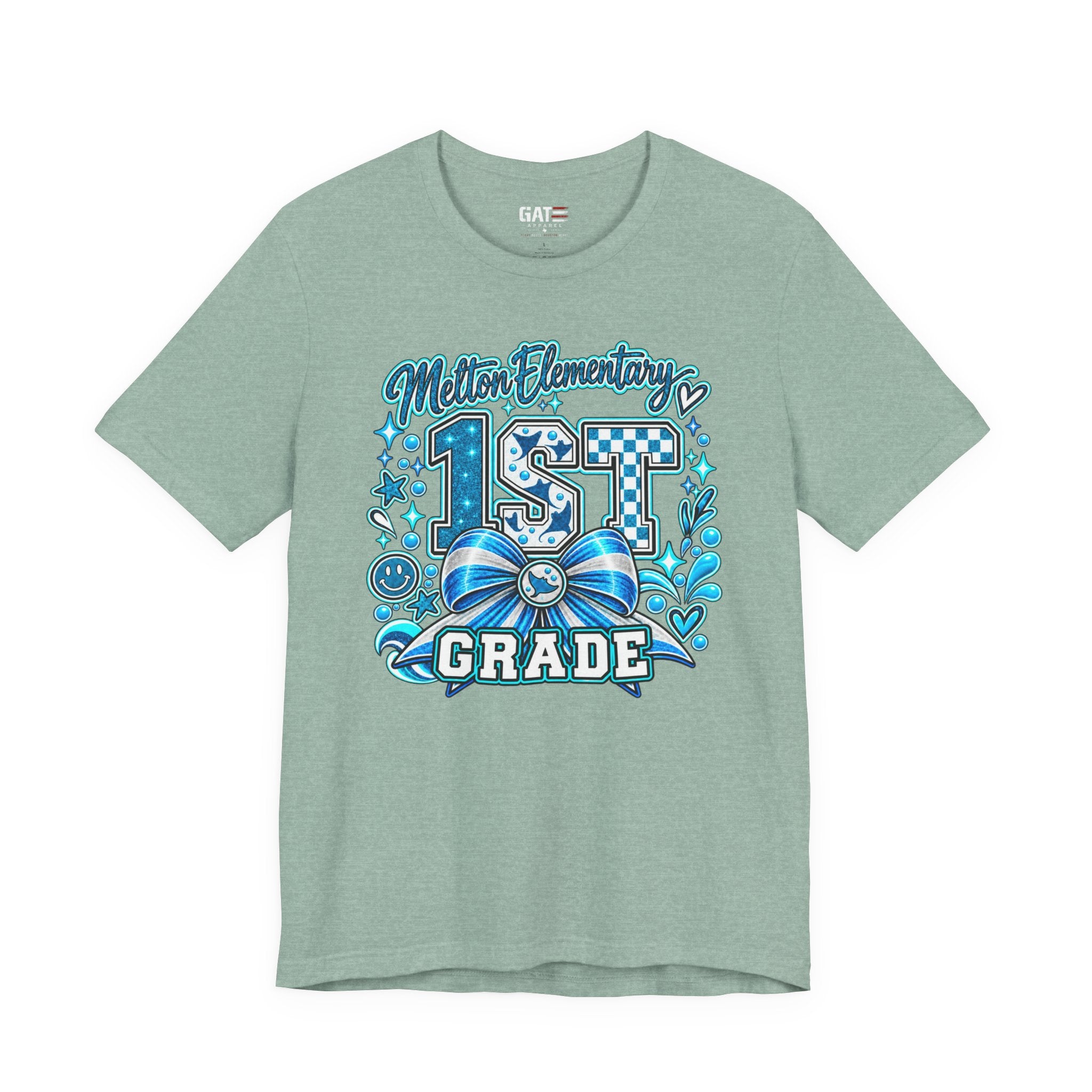 Melton 1st Grade School T‑Shirt — Bow Design