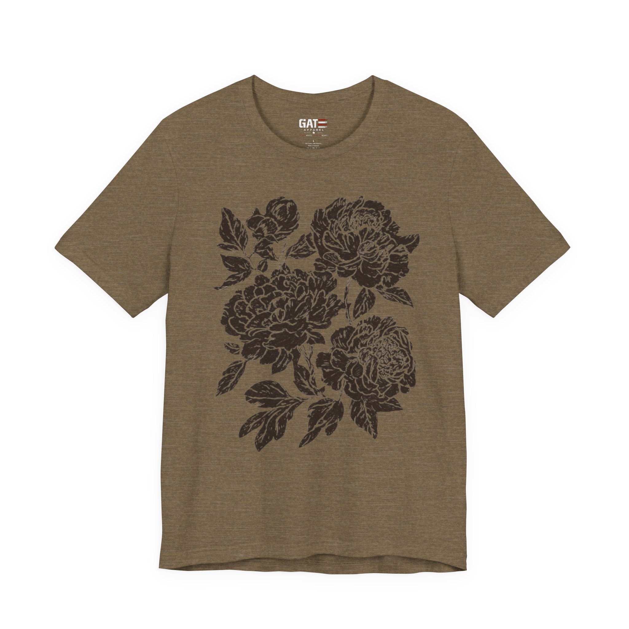 Floral Peony Tee — Vintage Black Rose Bouquet Graphic T-Shirt
