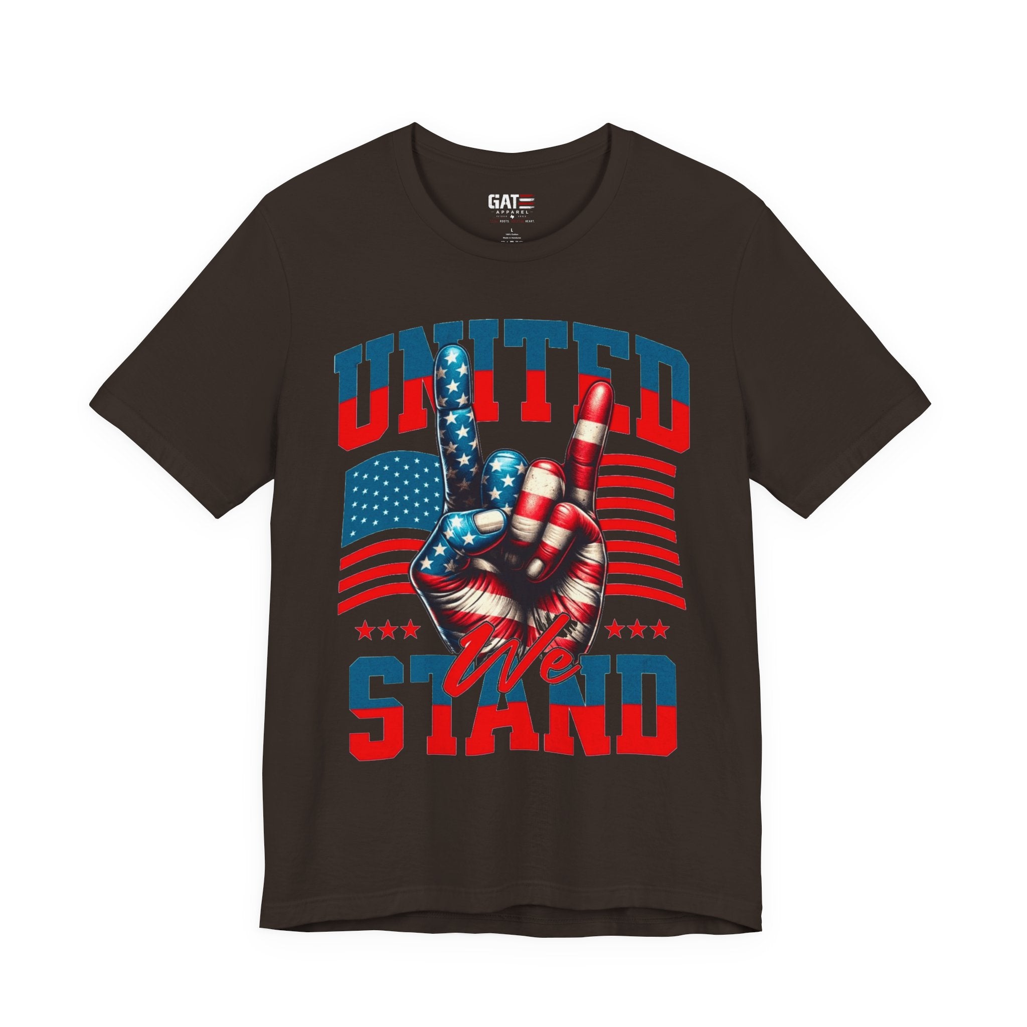 United We Stand T-Shirt — Patriotic American Flag Peace Hand Tee