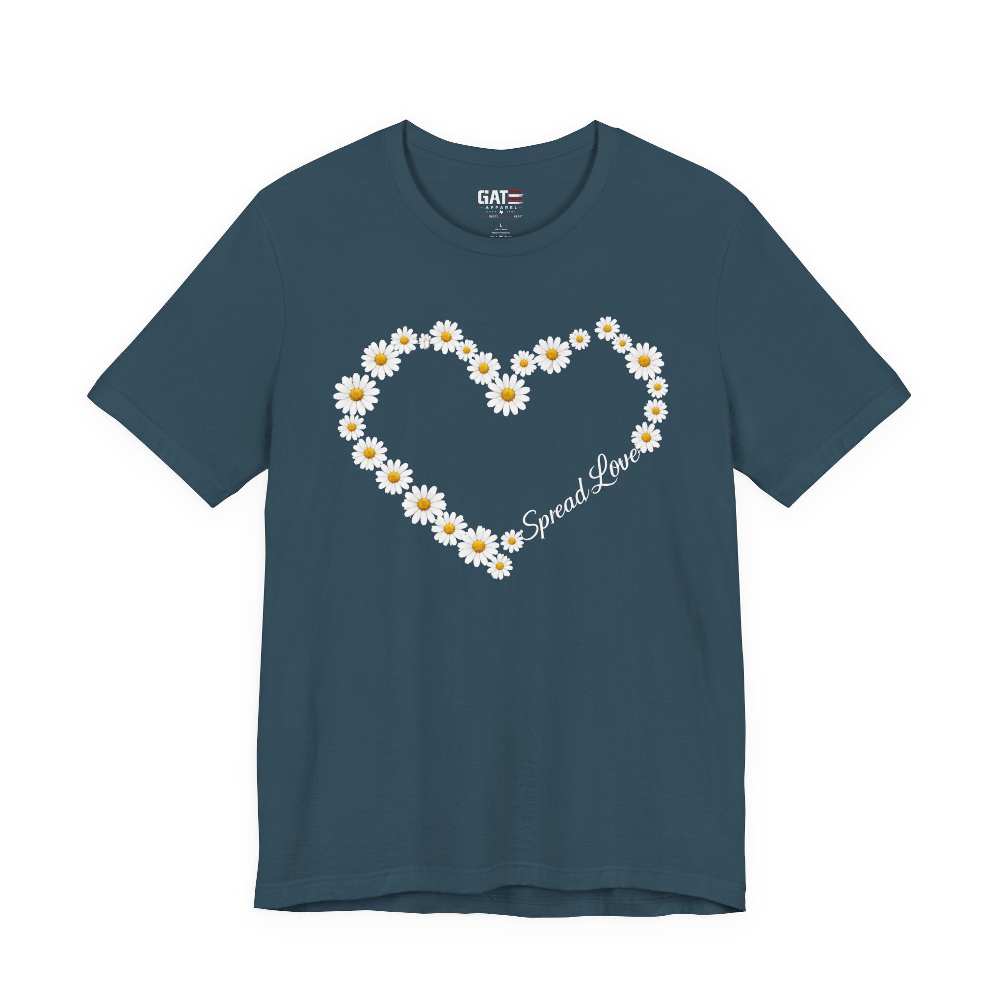 Daisy Heart Tee — "Spread Love" Floral Graphic T-Shirt