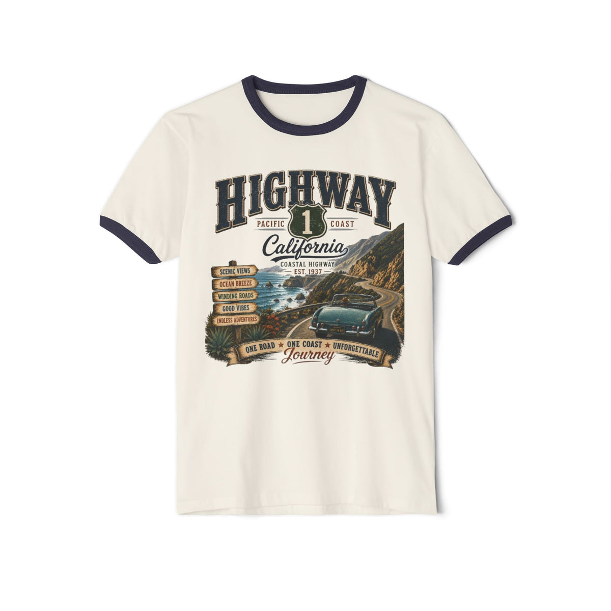 Highway 1 California Ringer Shirt | Coastal Road Trip Tee