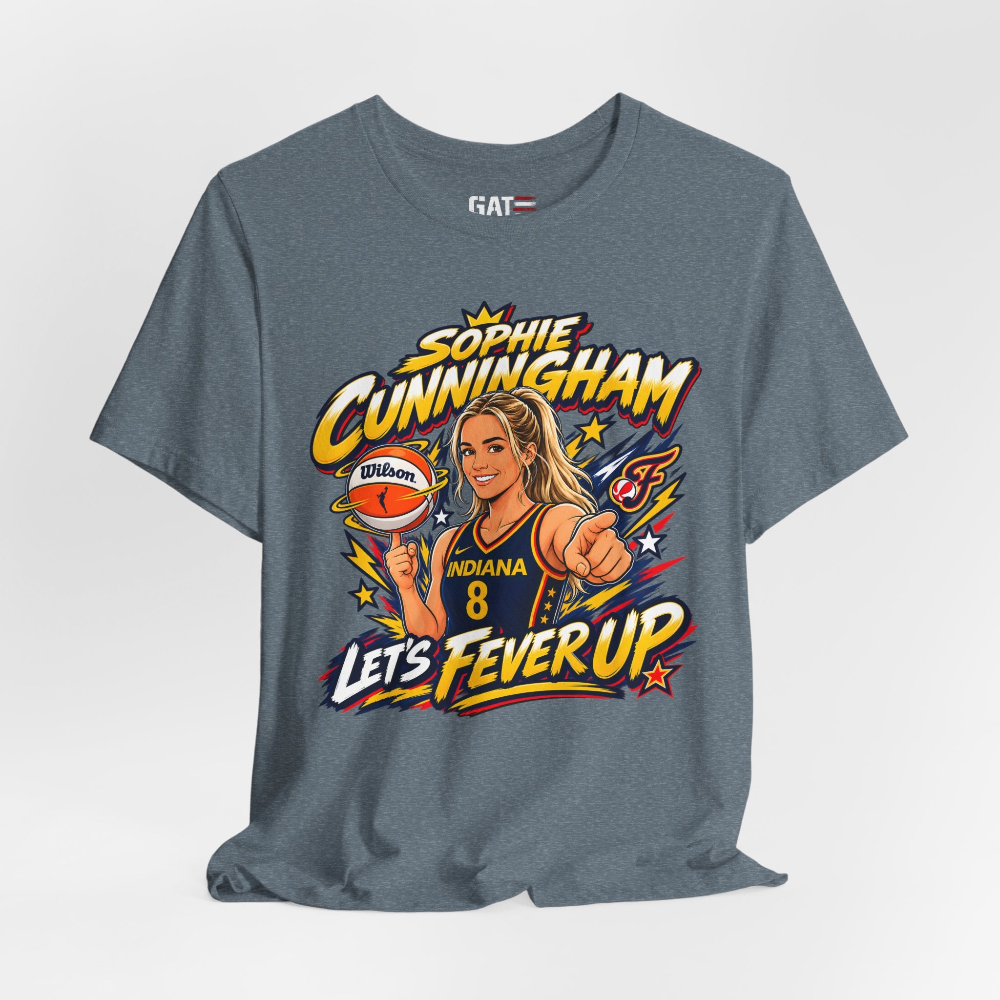 Sophie Cunningham Indiana Fever #8 T-Shirt Fever Up WNBA Basketball Graphic Tee
