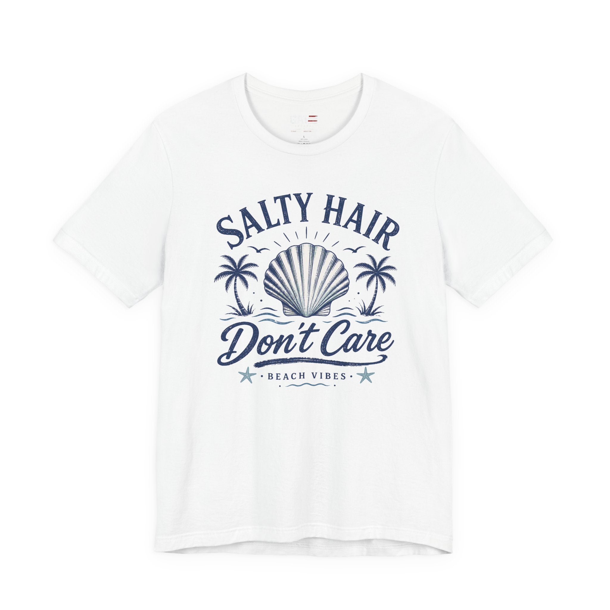 Salty Hair Don't Care T‑Shirt — Beach Vibes Shell Graphic Tee